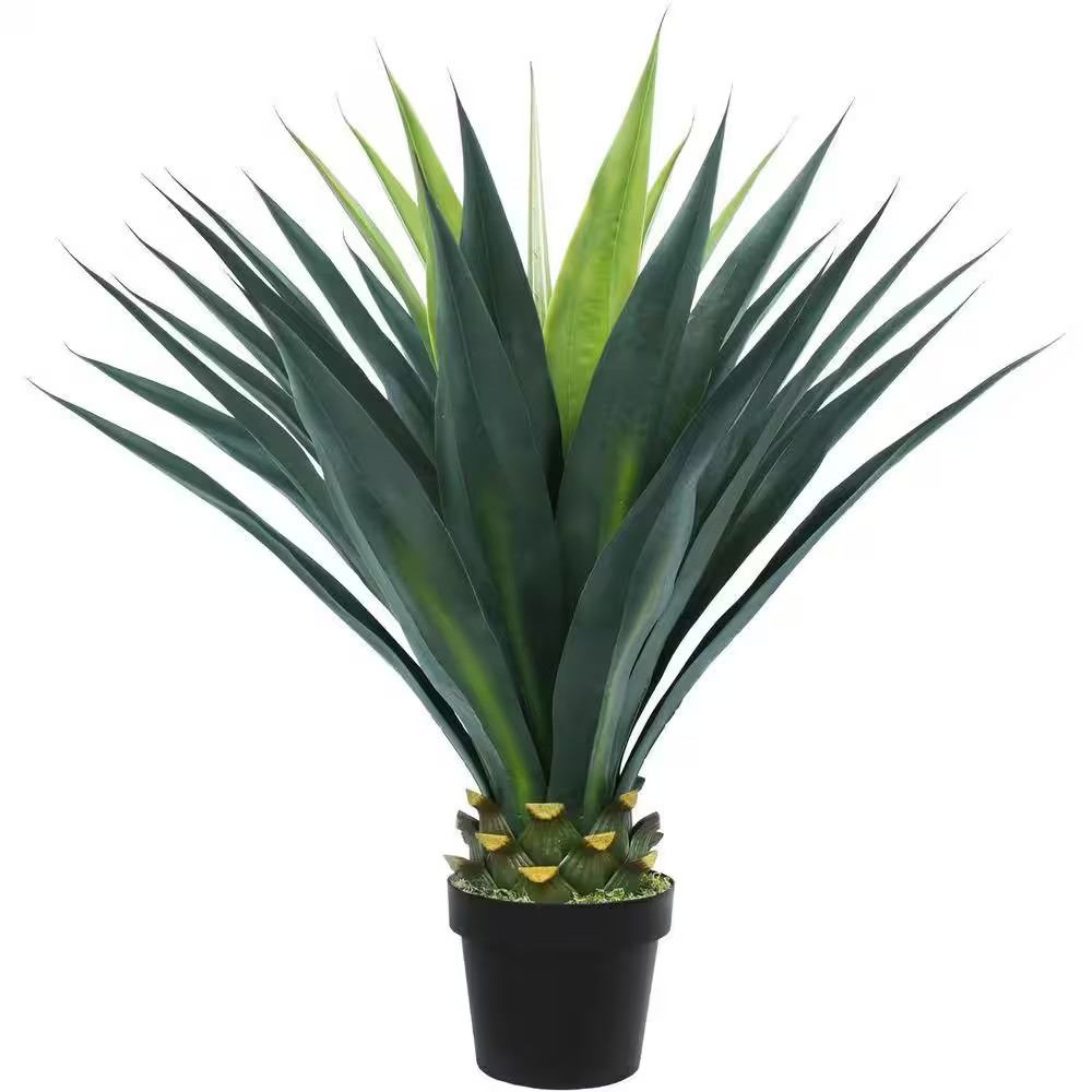 33 In. Green Indoor Outdoor Artificial Agave Shrub Desert Style Faux Plant for P