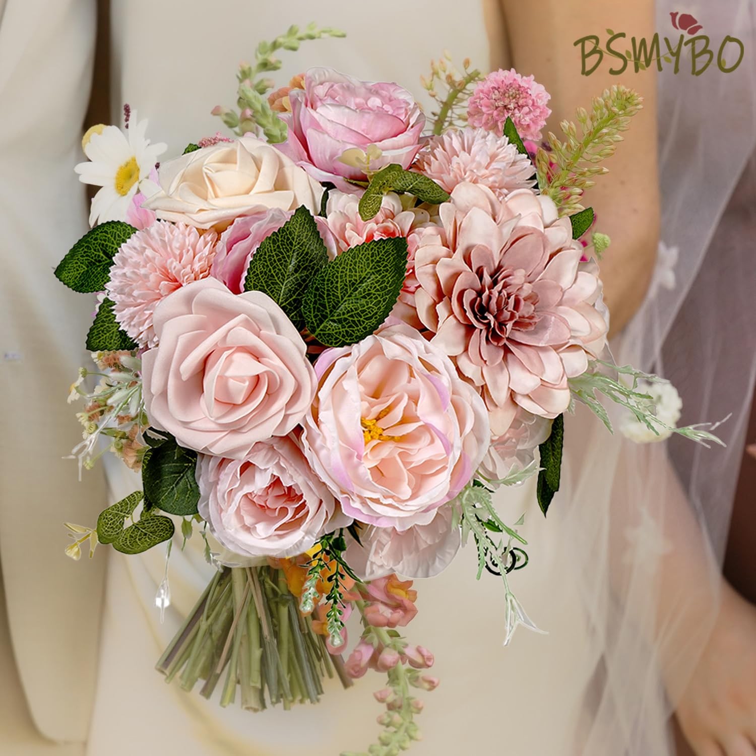 Artificial Pink Roses Bouquet for DIY Wedding, Baby Shower, Home Decor