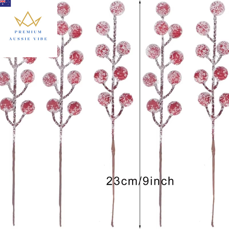5/10Pcs Chritsmas Decoration Snowflake Red Berry Branche Chritsmas Tree Pendant