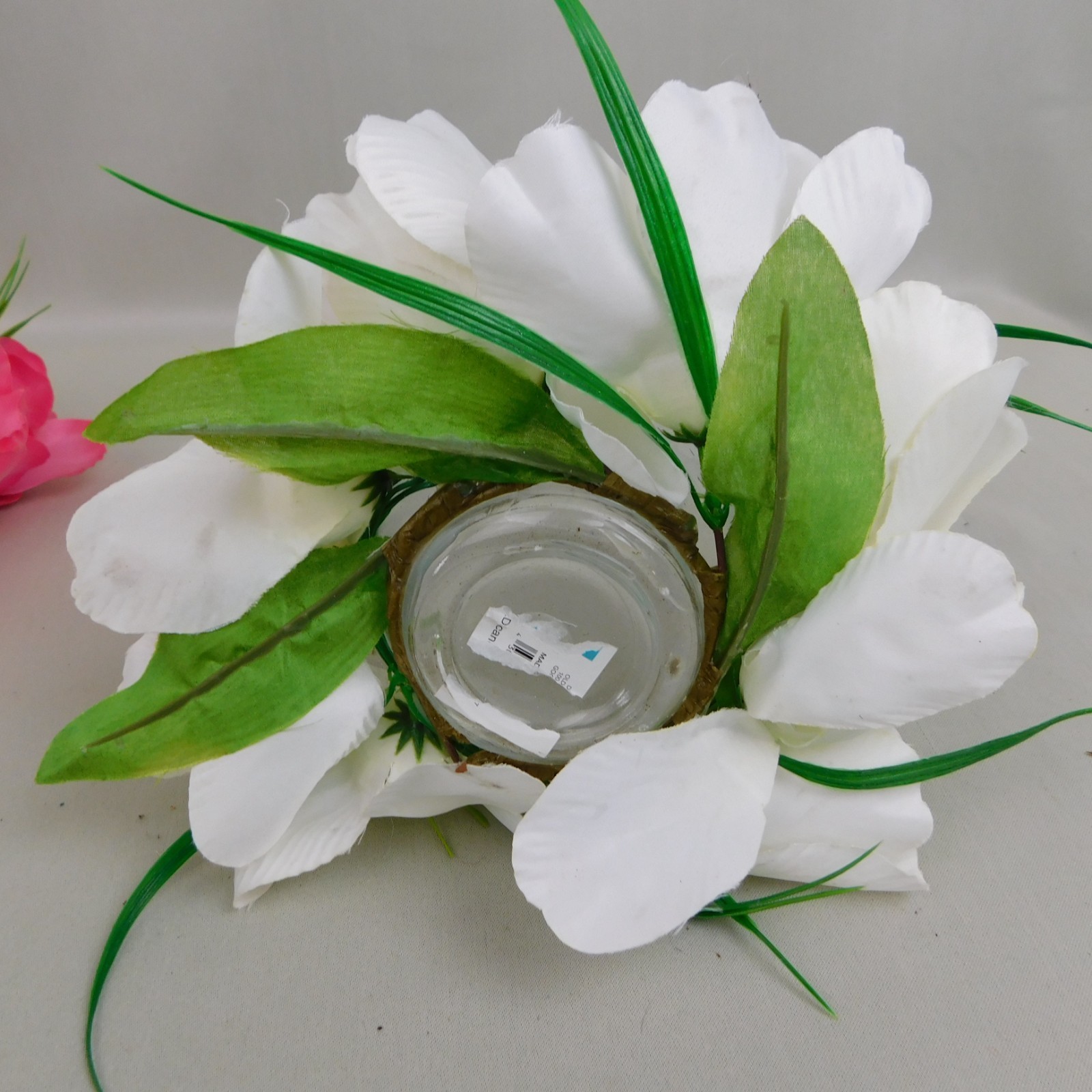 2pc Lilies & Tulips Floral Spring/Easter Centerpieces Glass Votive Vase #C471