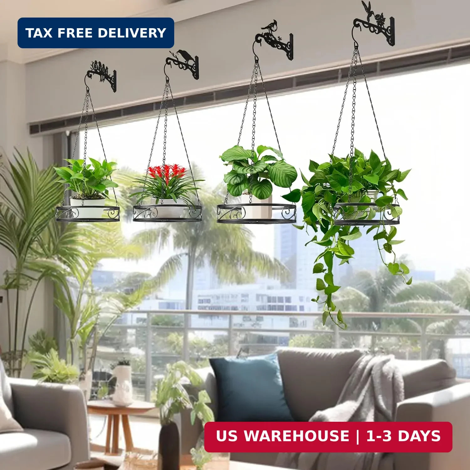 2-Pack Aesthetic Wall Plant Hanger Indoor and Outdoor – 10 Inch Metal Hanging Pl