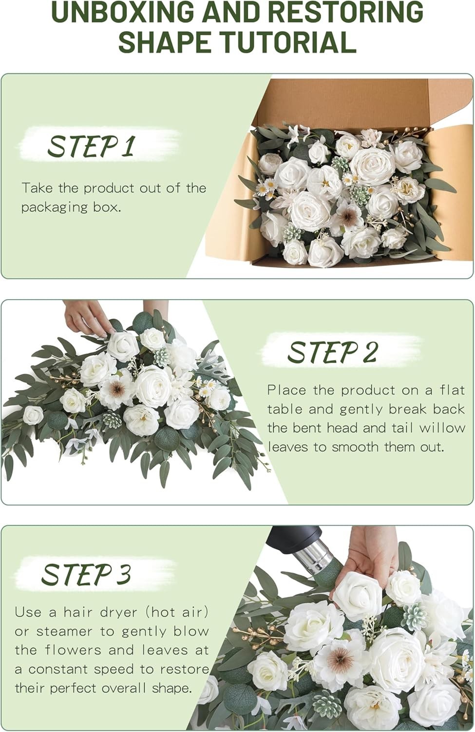 Wedding Arch Flowers (Pack of 2), Artificial Flowers for Wedding Welcome Signs