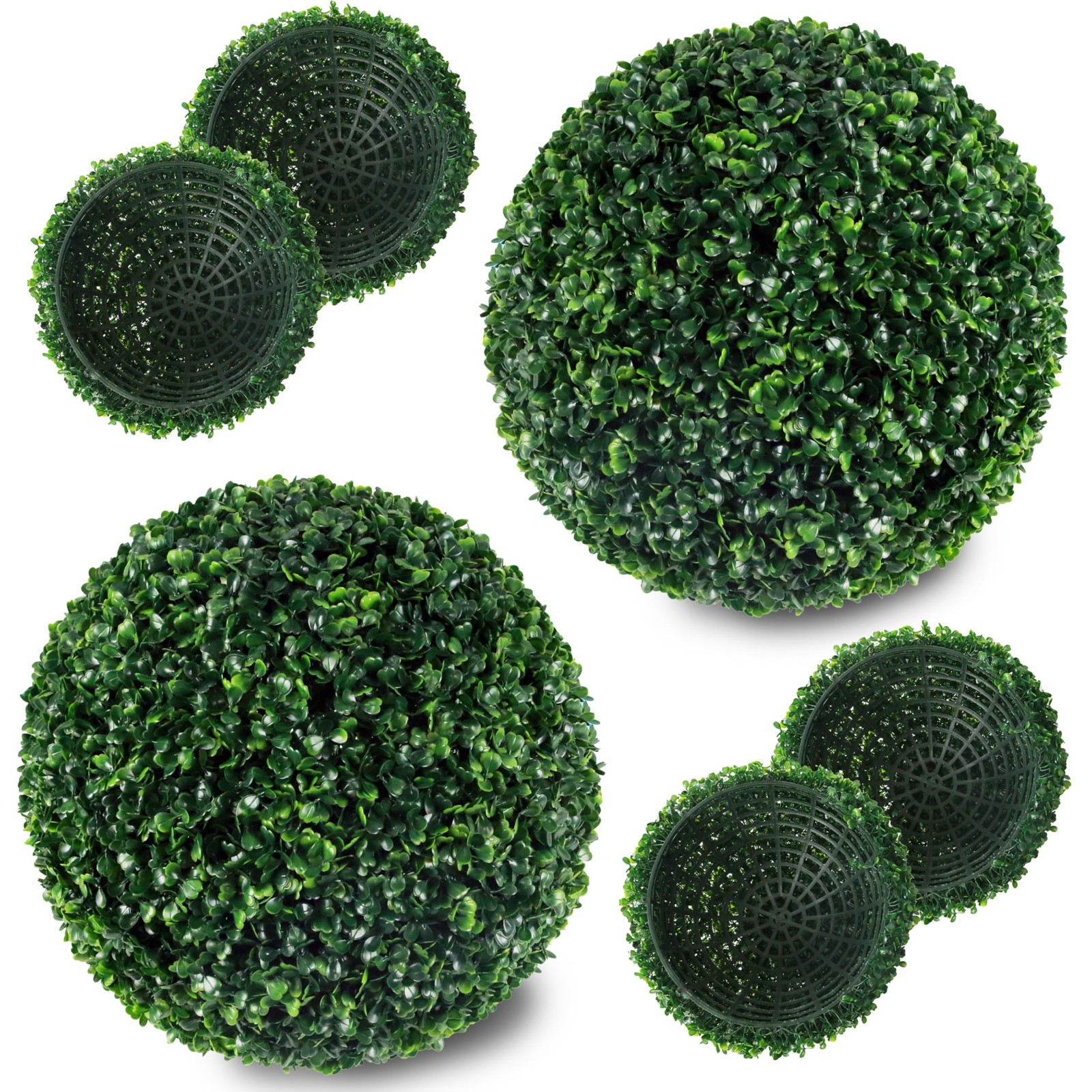2 PCS 13.7 Inch Artificial Topiary Ball Faux Boxwood Plant Decorative Decor