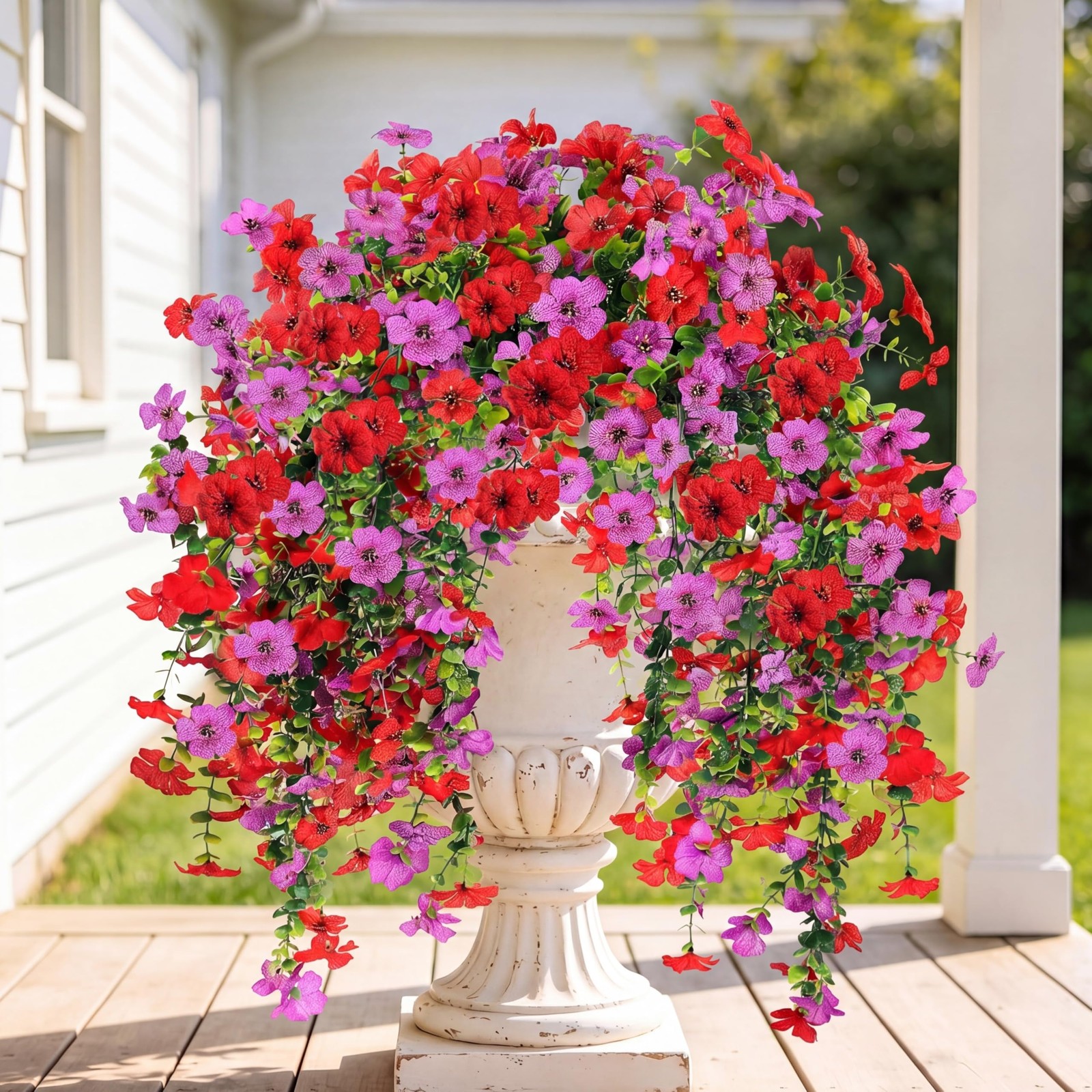 Artificial Fake Hanging Flowers Plants for Outdoor Outside Spring Summer Deco…