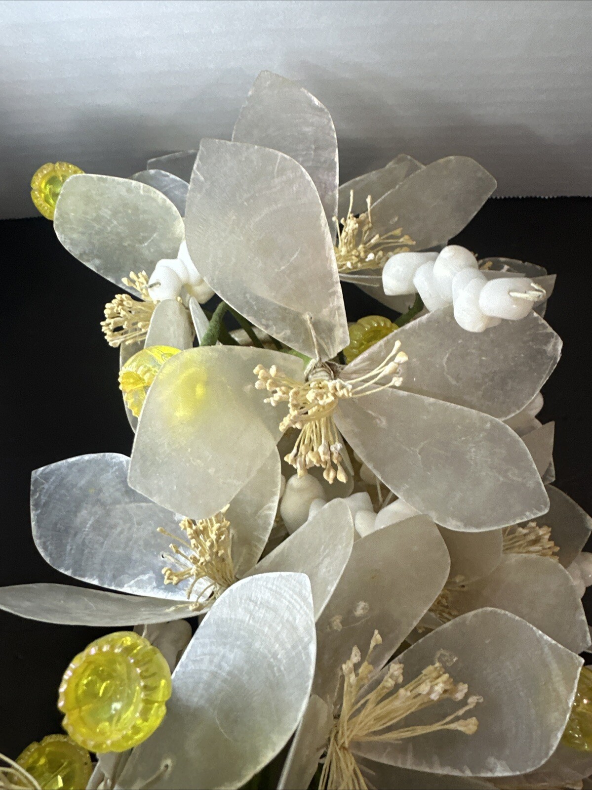 Vintage Capiz Shell & Metal Floral Standing Arrangement