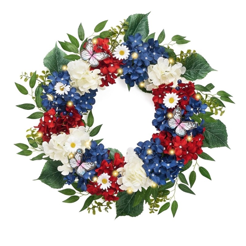 Realistic Artificial Hydrangea Flower Wreath for Front Door Wedding Party