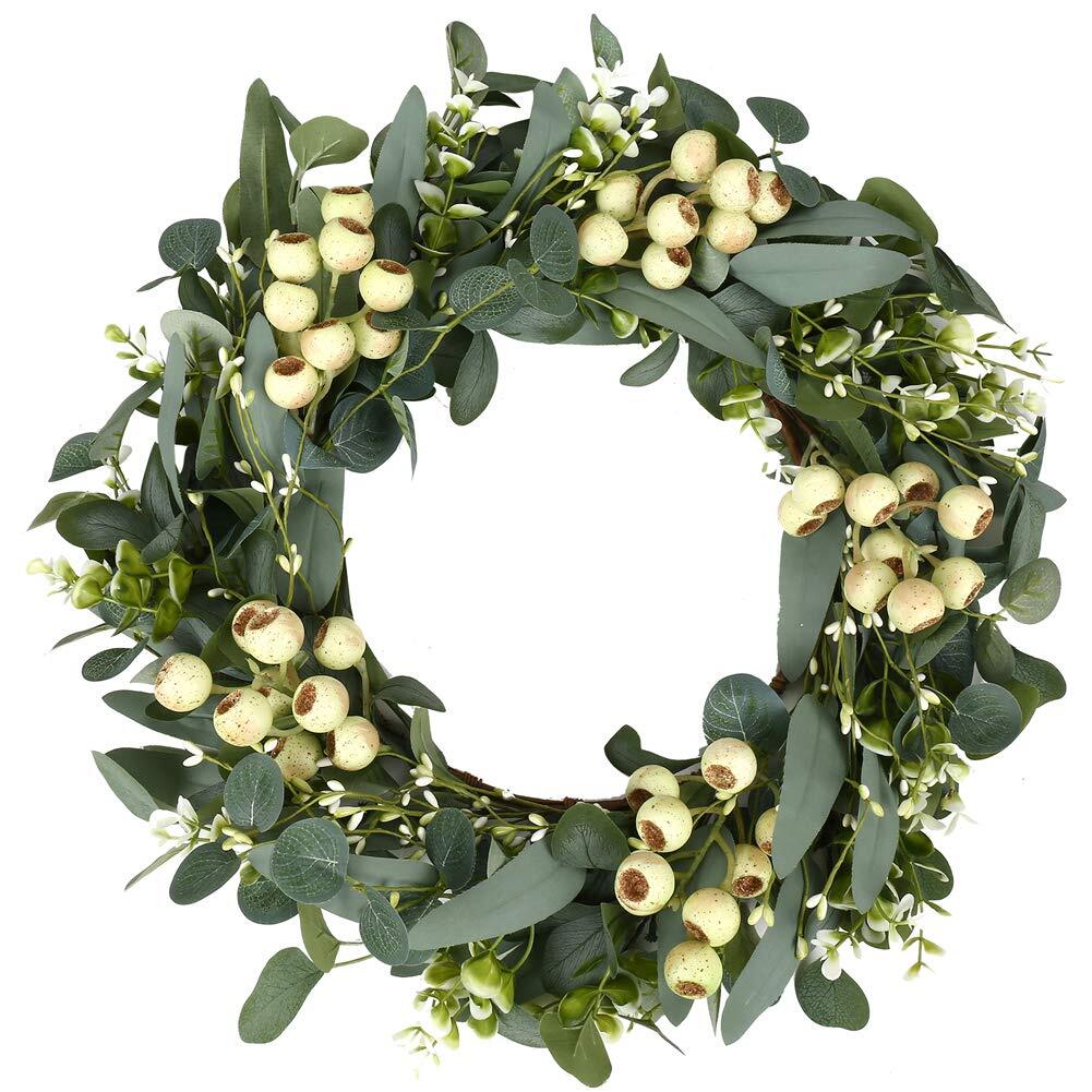 Green Eucalyptus WreathArtificial Eucalyptus Leaves Wreath with Big BerriesSp…