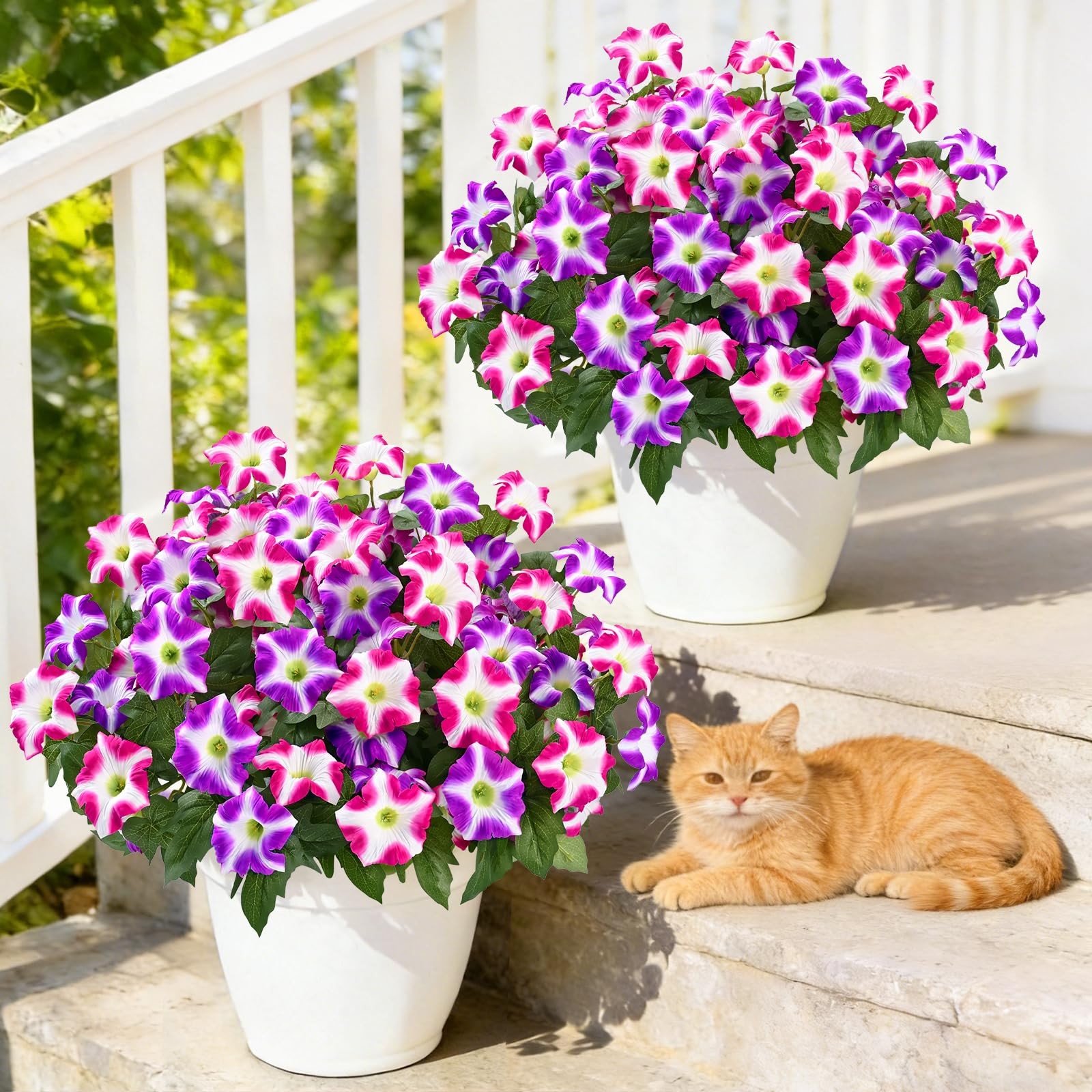 MARTINE MALL Artificial Flowers for Outdoors, 2 Potted Realistic Fake Outdoor
