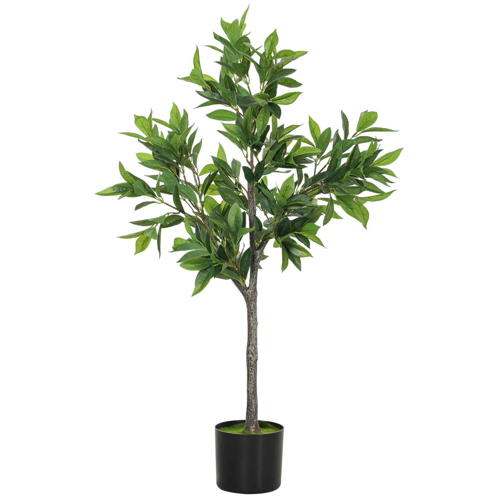 HOMCOM Potted Fake Plant with 345 PEVA Leaves, Lifelike Laurel Tree, Green