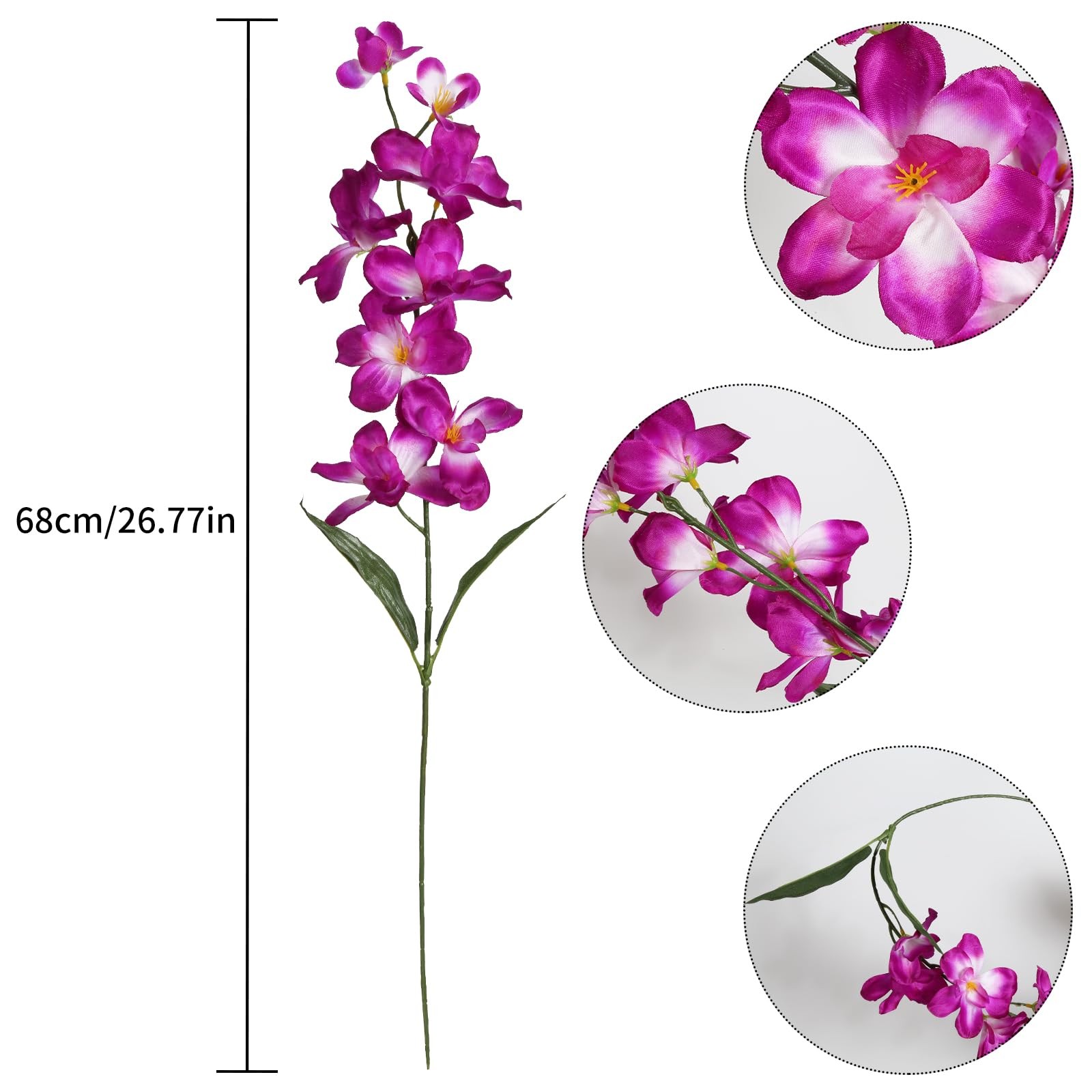 Orchids Artificial Flowers 10 PCS Fake Orchid Silk Flowers 27 Inches Faux Orc…