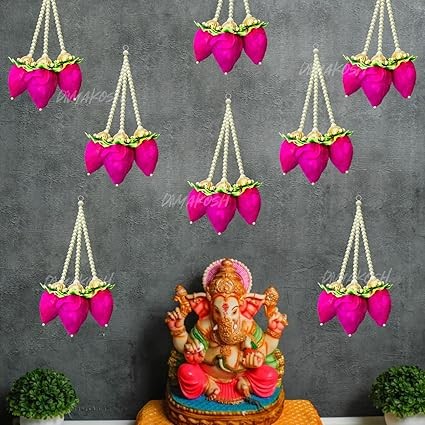 Lotus Bud Hanging Pack of 5 | 1Ft Solawood Pooja Room Decoration