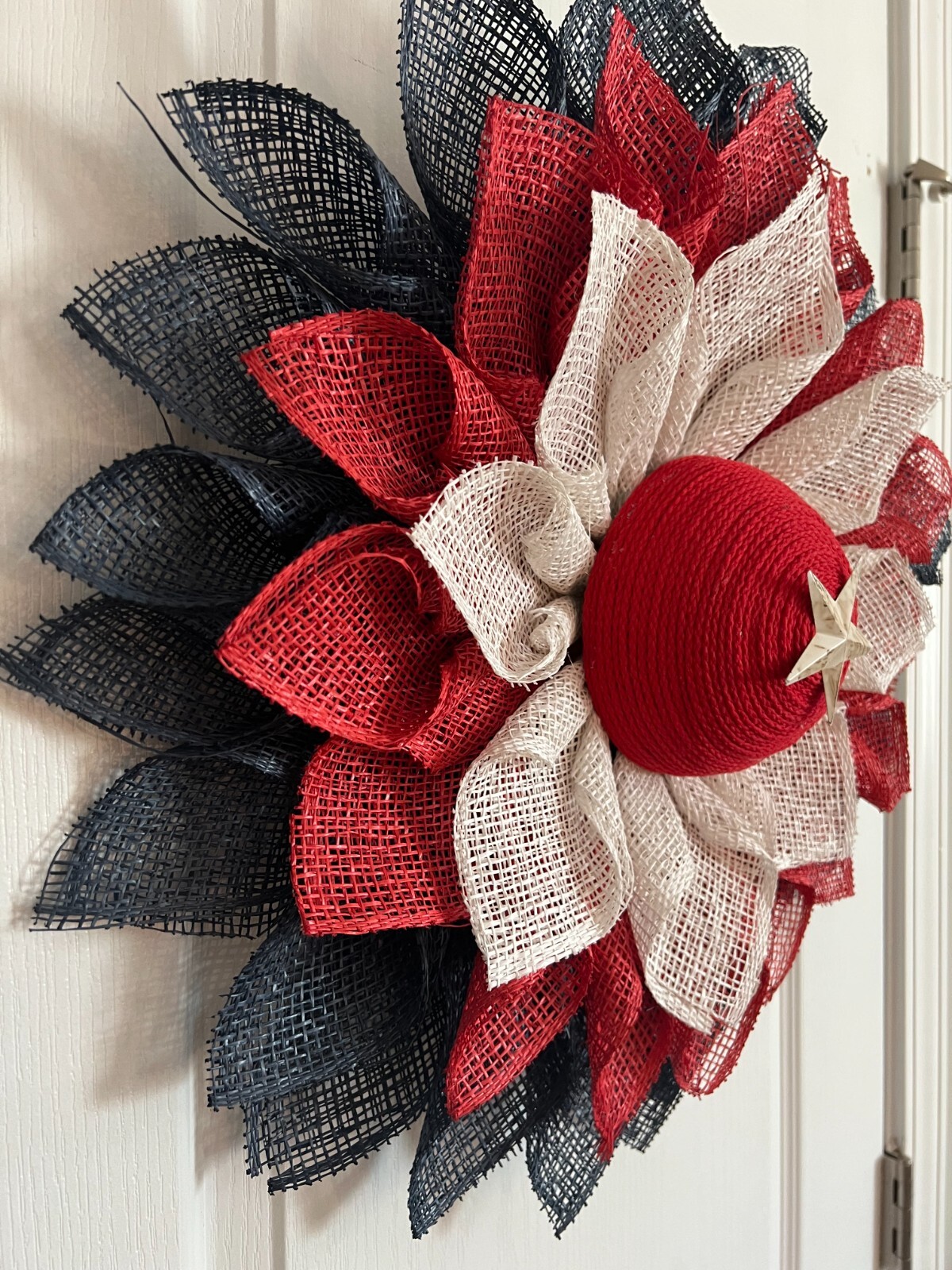 New Handmade Red, White and Blue Front Door Wreath Handmade in USA