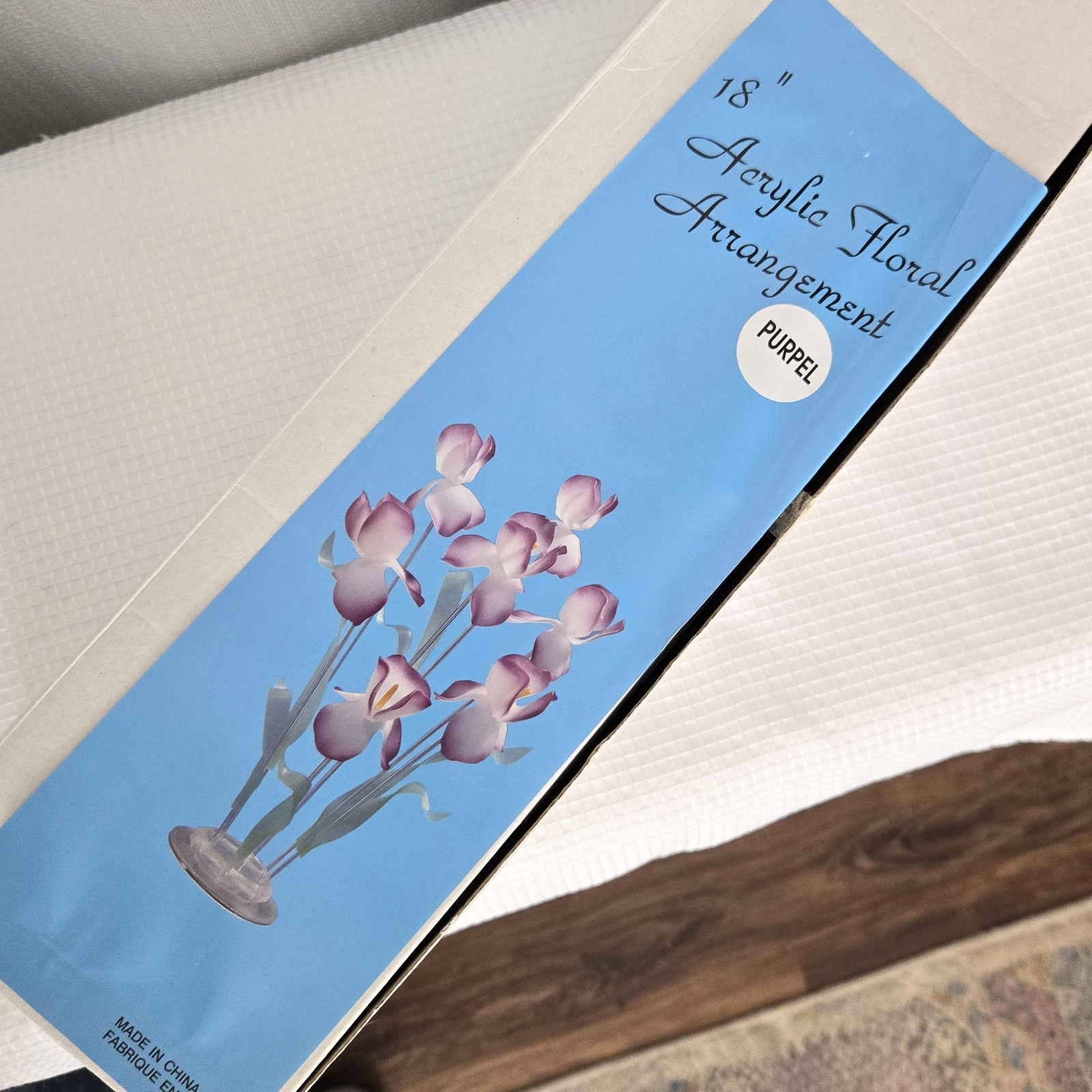 Vtg Iris Acrylic Flower 18″ Bouquet Table Centerpiece NOS Retro Kitsch Freestand