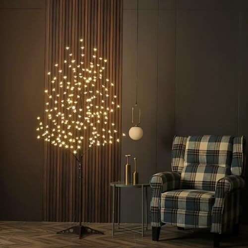 6.5 feet 208L LED Lighted Cherry Blossom Tree, Warm White, 6FT Warm White