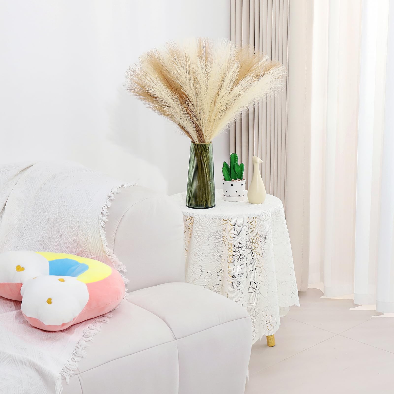Pampas Grass Decor 30 Pcs 21.7 Inch Faux Brown Pampas Grass Bulk Artificial D…