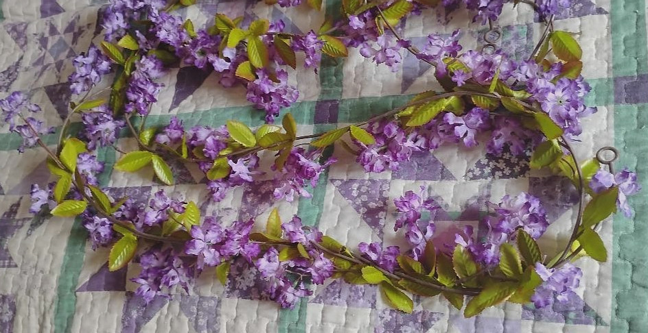 10 Ft. Artificial LILAC Flower Garland Realistic Summer Swag , Wedding, Mantel