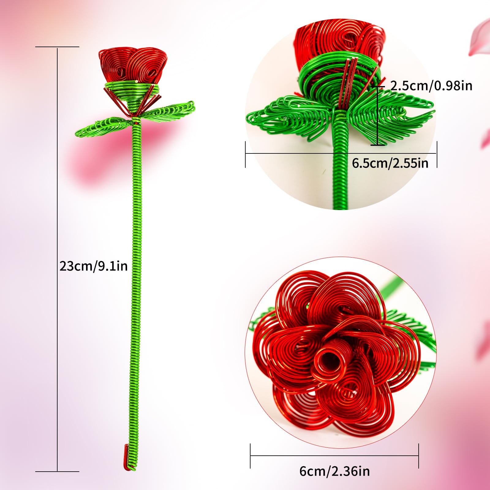 6 PCS Artificial Flowers Metal Bouquet Roses Silver Black Fake Rose Decor