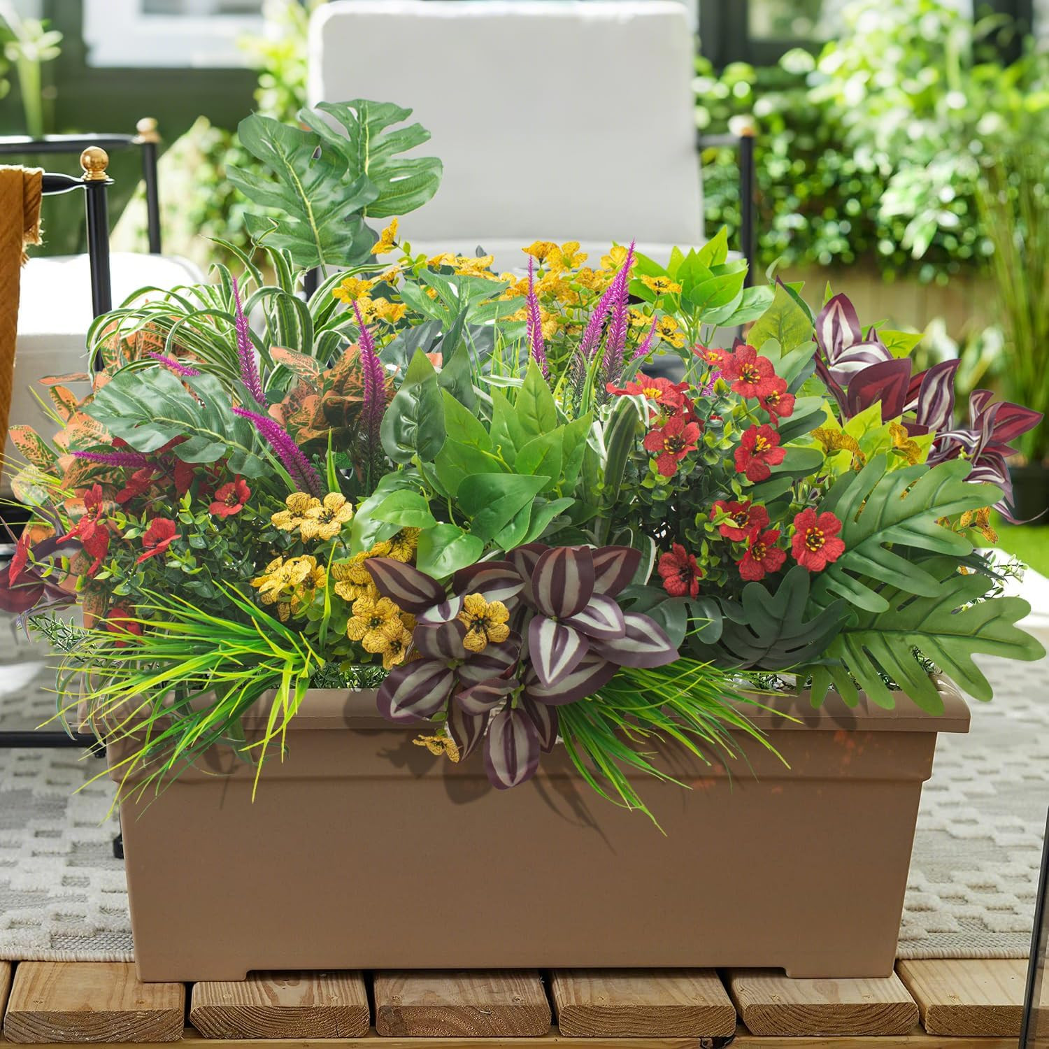 20PCS UV Resistant Fake Flowers – Outdoor Faux Plants for Home & Garden Decor