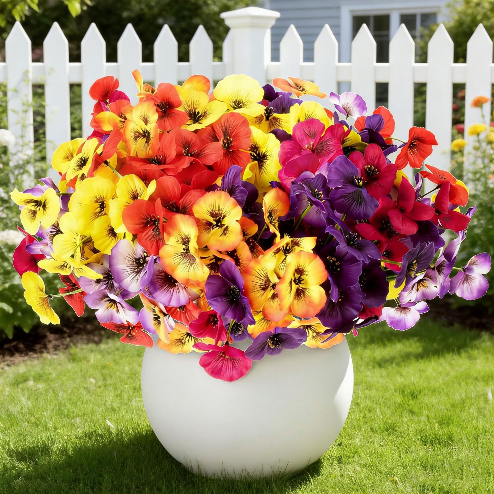 18 Bundles Artificial Flowers Outdoor Fake Flowers Pansies Faux Artificial Pl…