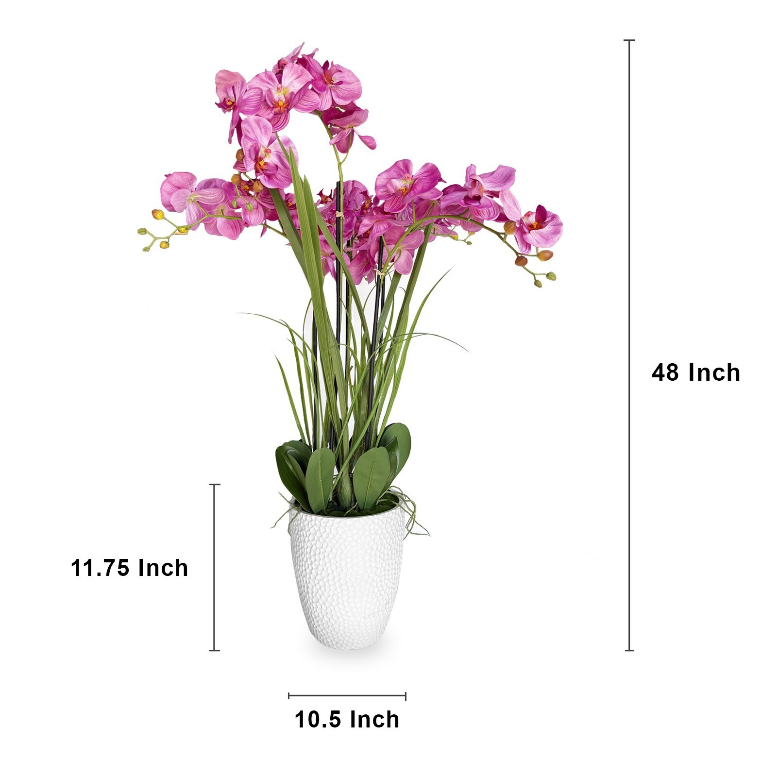 49″ Artificial Flowers Potted Faux Realistic Pink Orchid in Plastic Pot