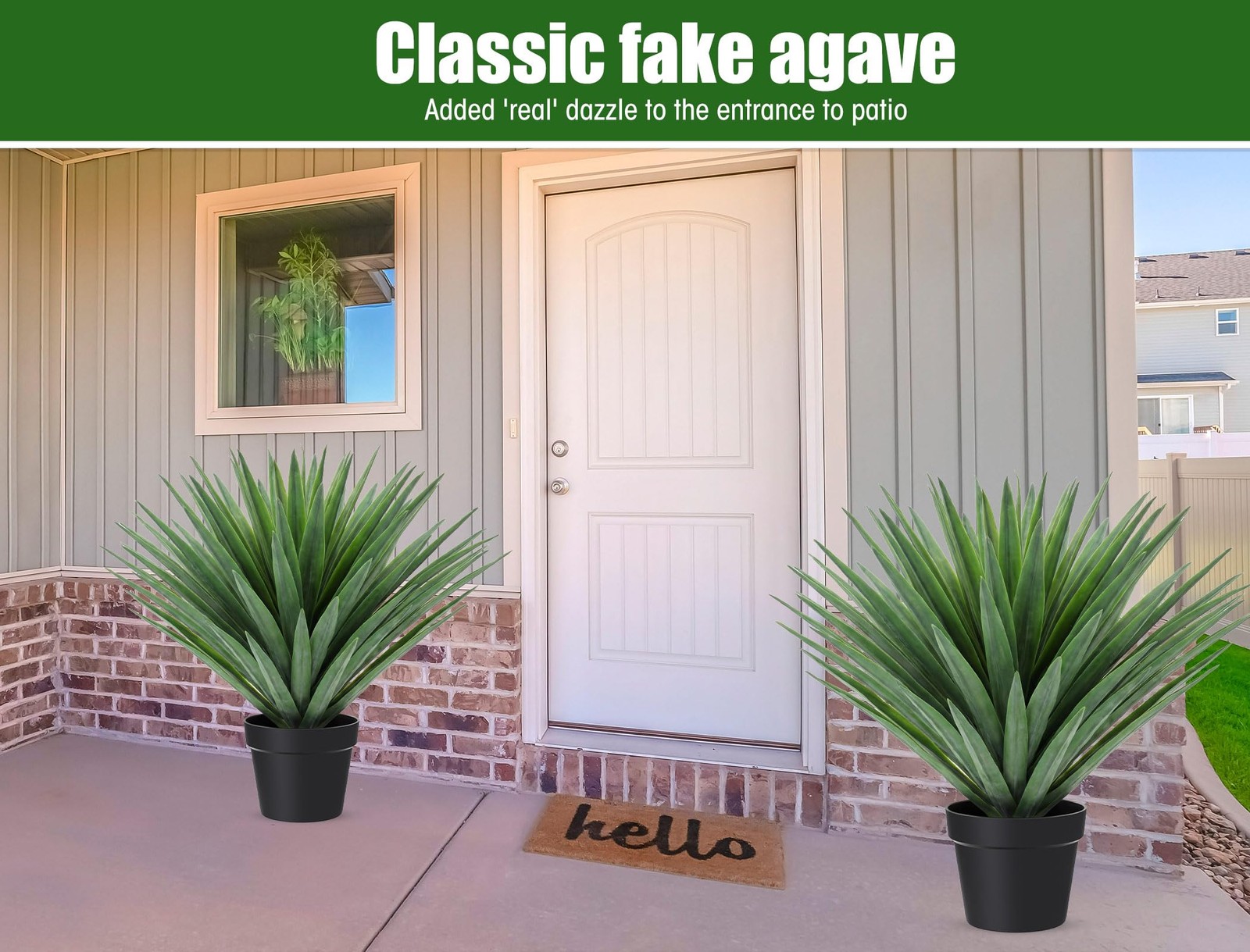 1 Pcs 27” Artificial Agave Plant in Black Pot Faux Agave Plant Potted with 1…