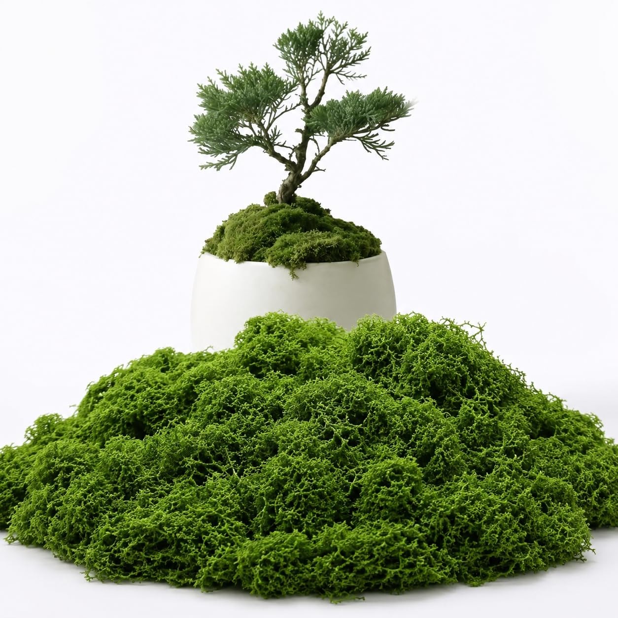 3.5 Oz Green Fake Moss for Decorating, Realistic Artificial Moss for Crafts
