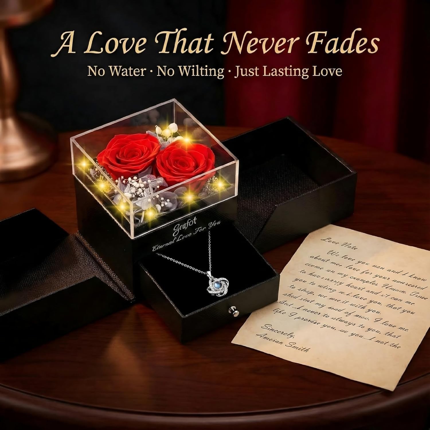 Preserved Red Real Rose-Eternal Flowers Rose Gifts for Mom Grandma Wife Girlfrie