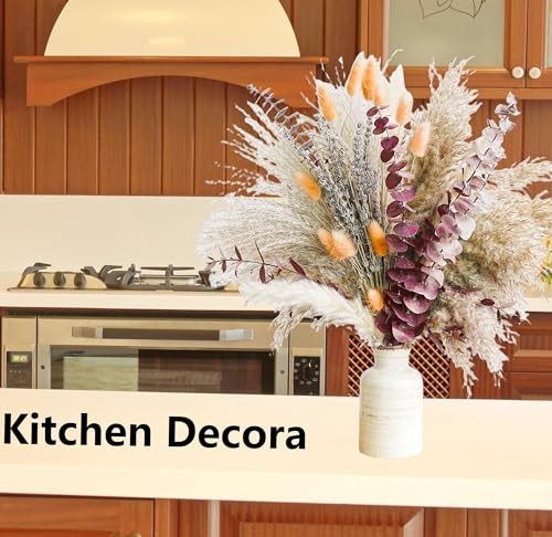 Fall Dried Flower Bouquet with Pampas Grass, Orange Bunny Tails, B – Fall