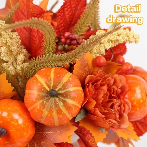 Fall Decor, 4PCS Artificial Autumn Pumpkin Berry Pumpkin/Berry/Flower/Maple