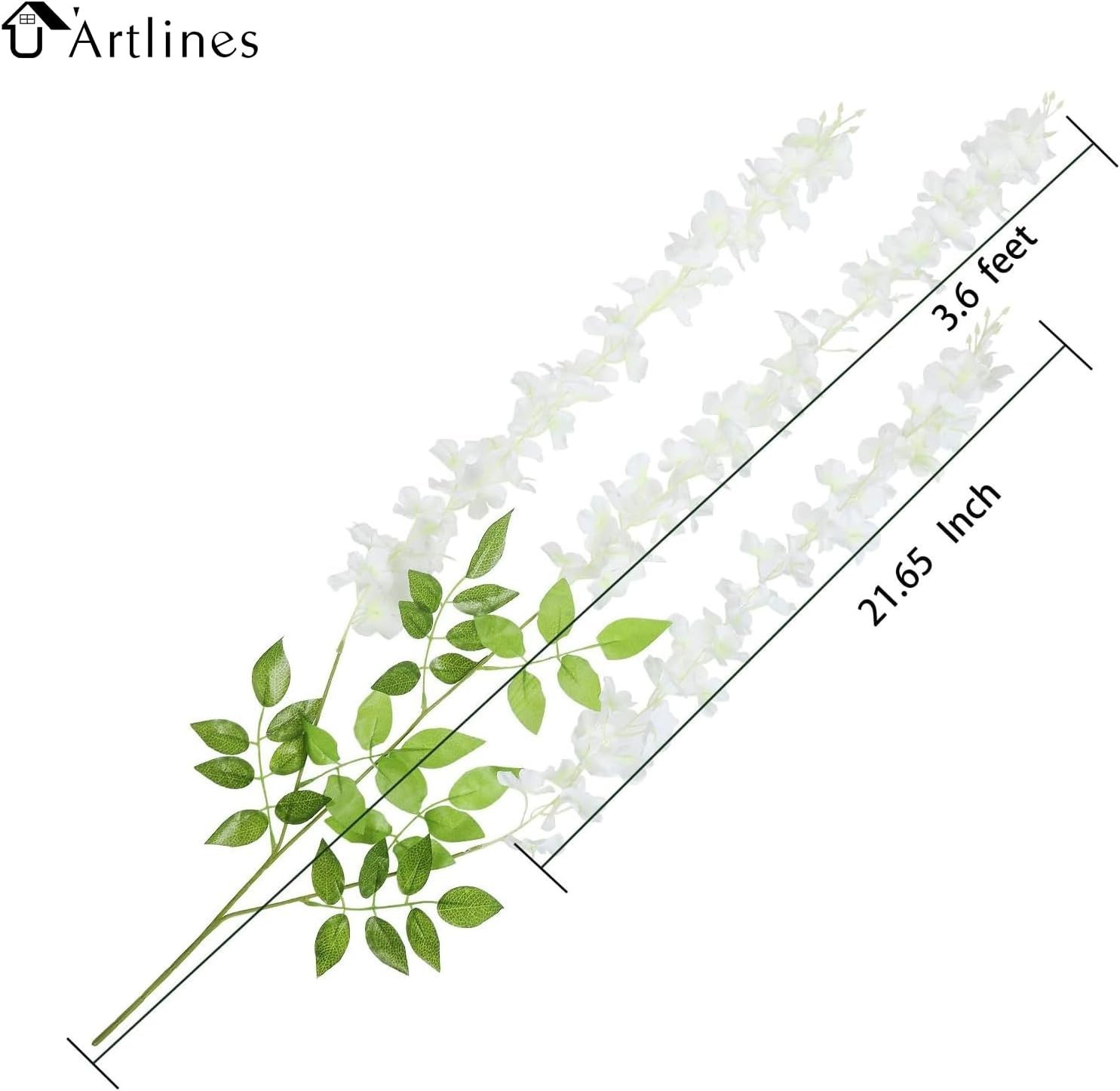 U’Artlines 24 Pack (Total 86.4 Feet) Artificial Fake Wisteria Vine Rattan Hangin