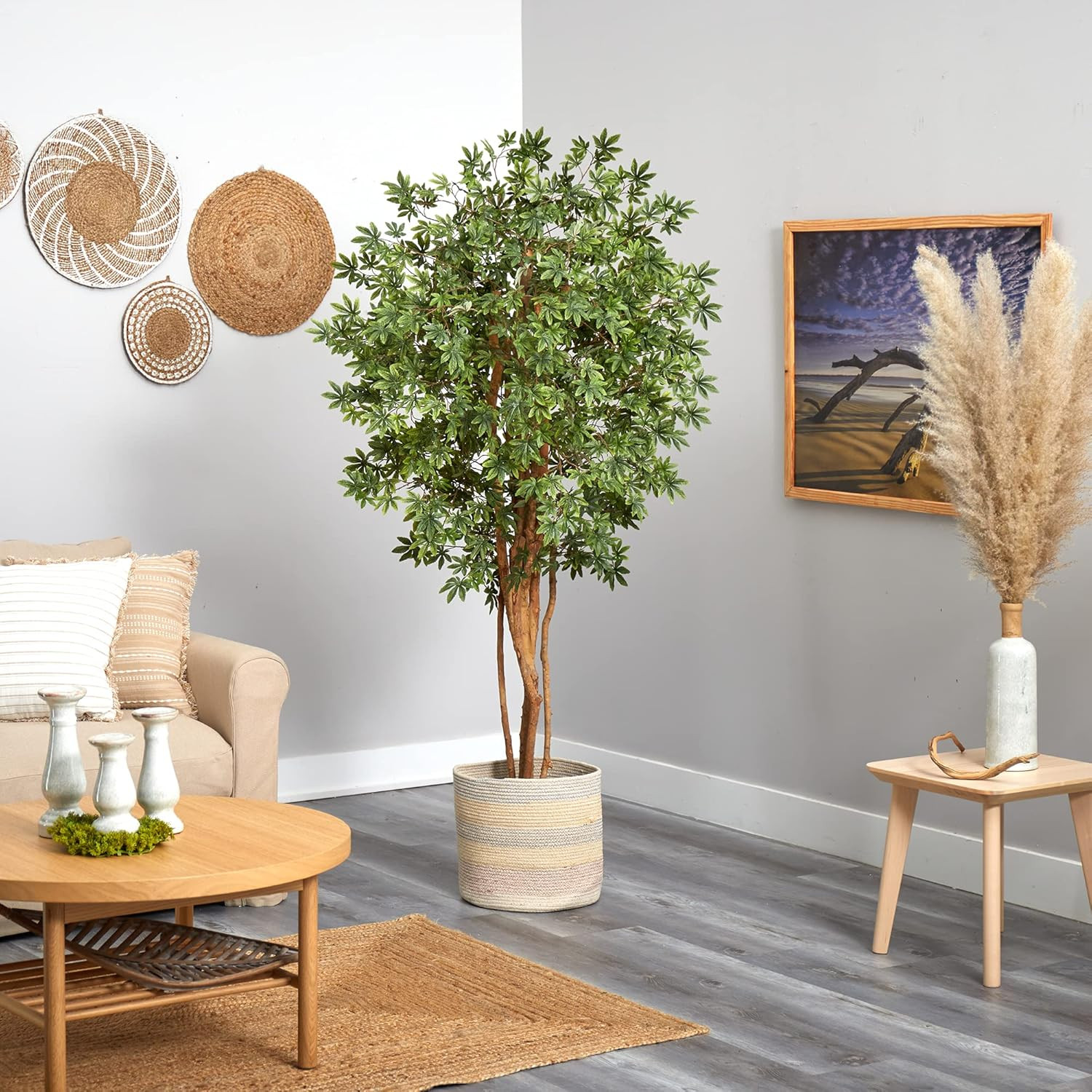 6Ft. Japanese Maple Artificial Tree in Handmade Multicolored Planter