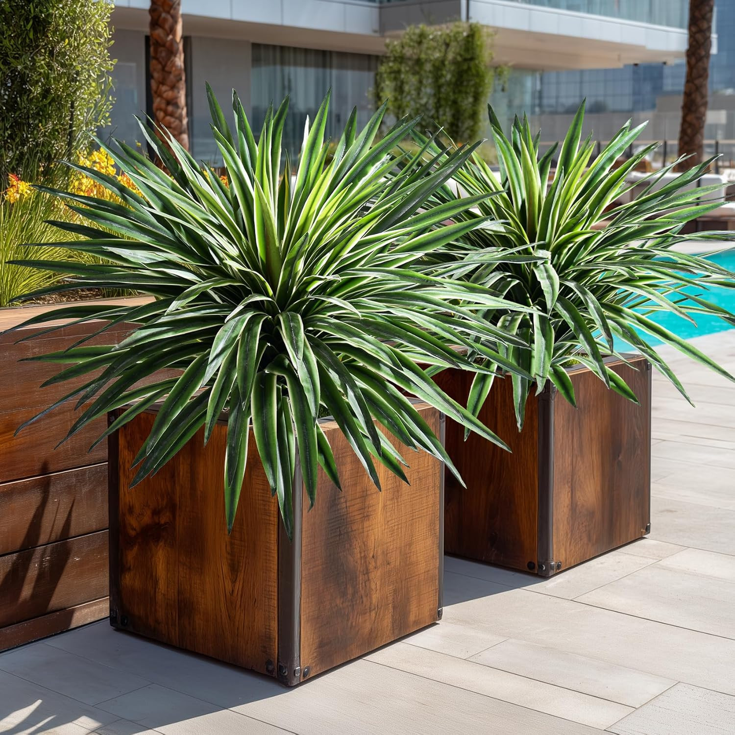 Realistic 27″ Artificial Agave Plant – 2 Pcs White Faux Greenery Decor