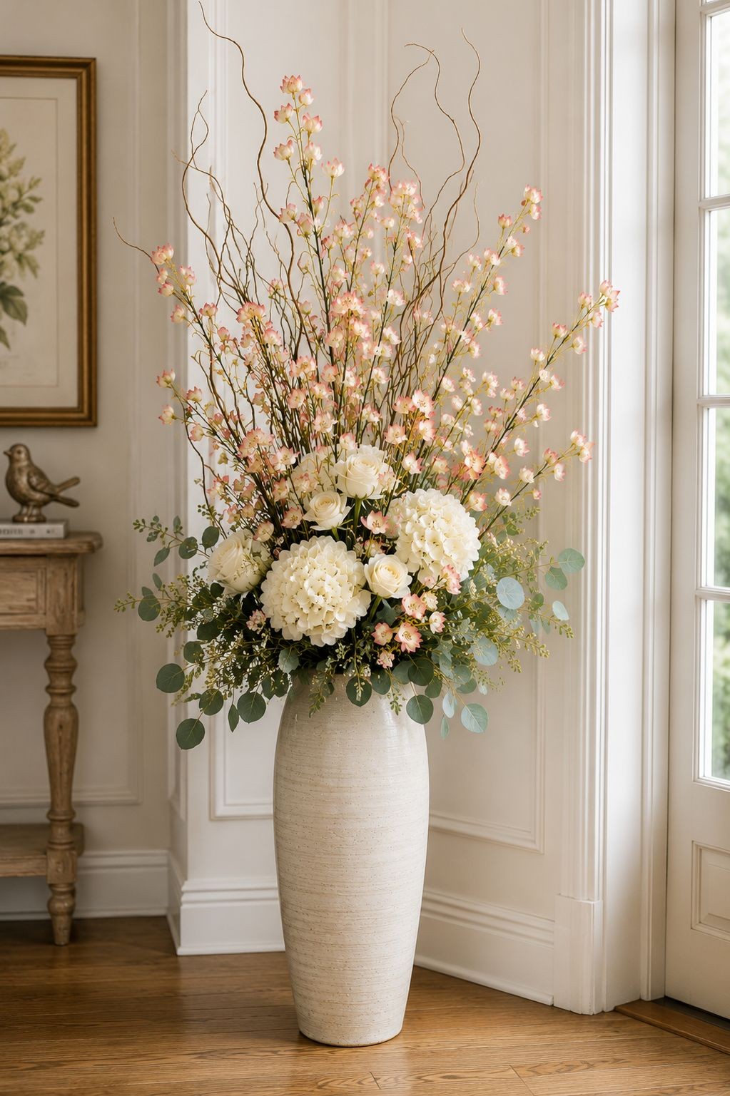 Artificial Dogwood Style Flower Stems Set of 2 Blush Pink White Faux Floral Bran