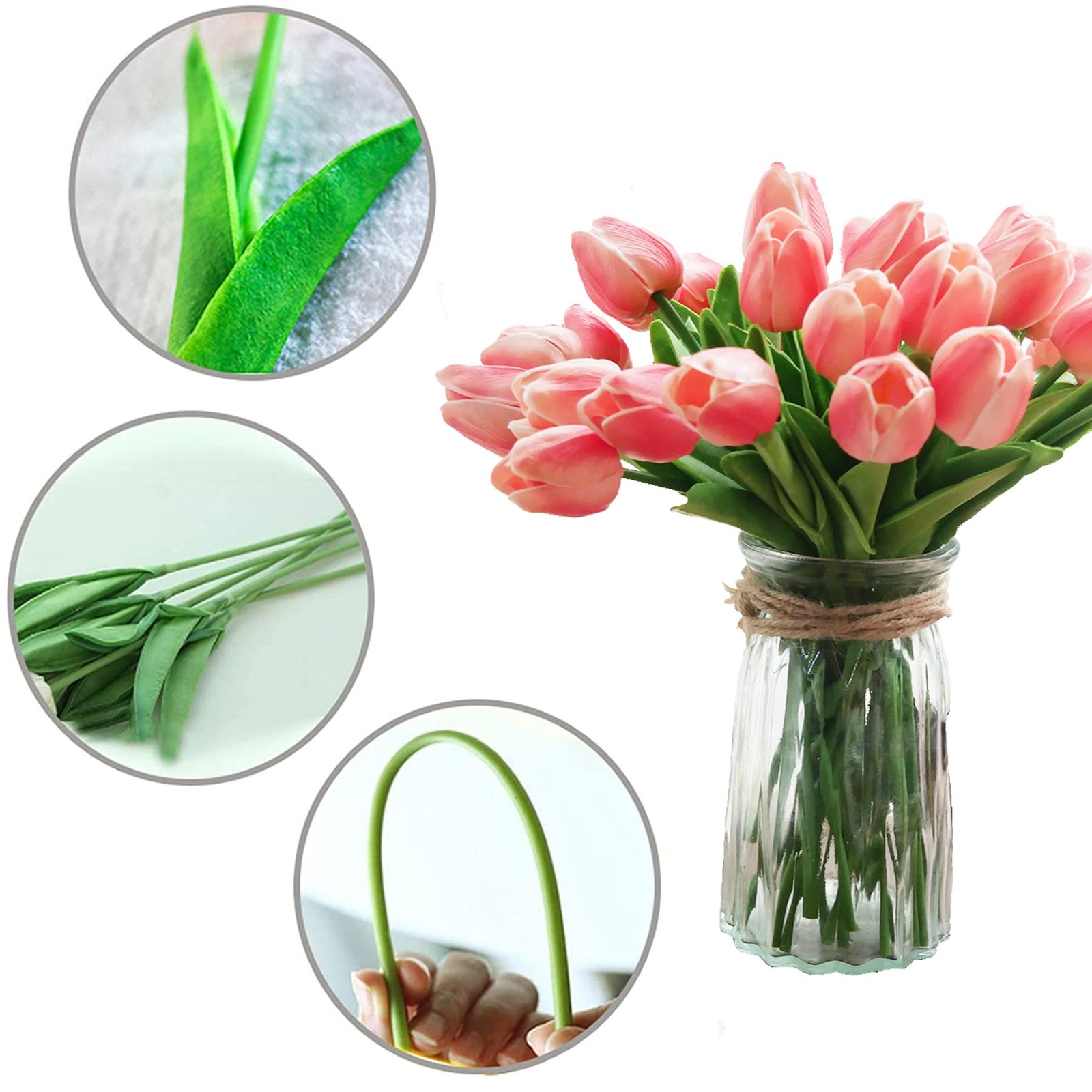 Artificial Flowers 14″ Tall Real Touch Tulips – Home Decor, Wedding Bouquet