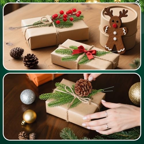 50 Pcs Artificial Pine Branches for Christmas Decorations,42 pcs Christmas