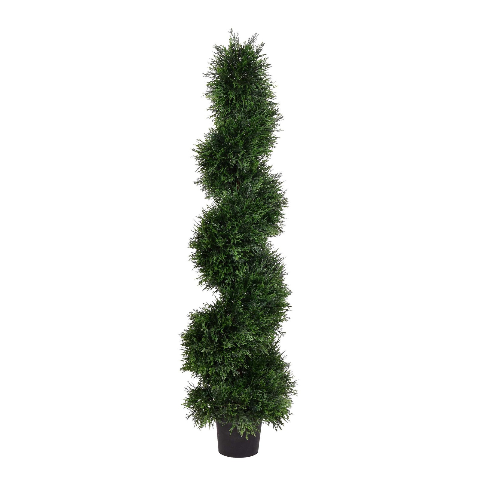 Pemberly Row 4′ Plastic Artificial Potted Cedar Spiral Tree in Green