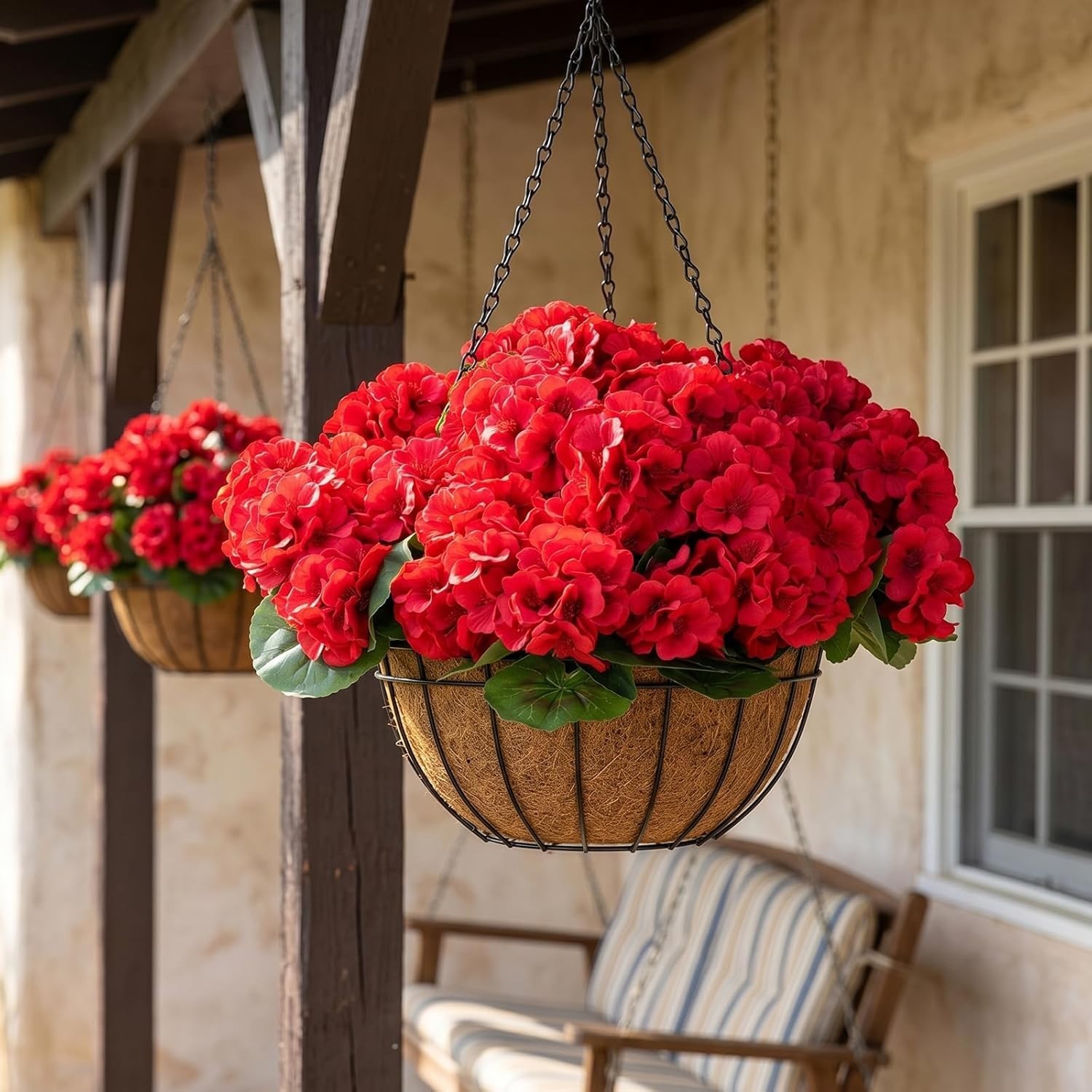 Vibrant Silk Red Geraniums – 6 Bundles for Effortless Home Decor & Gardens