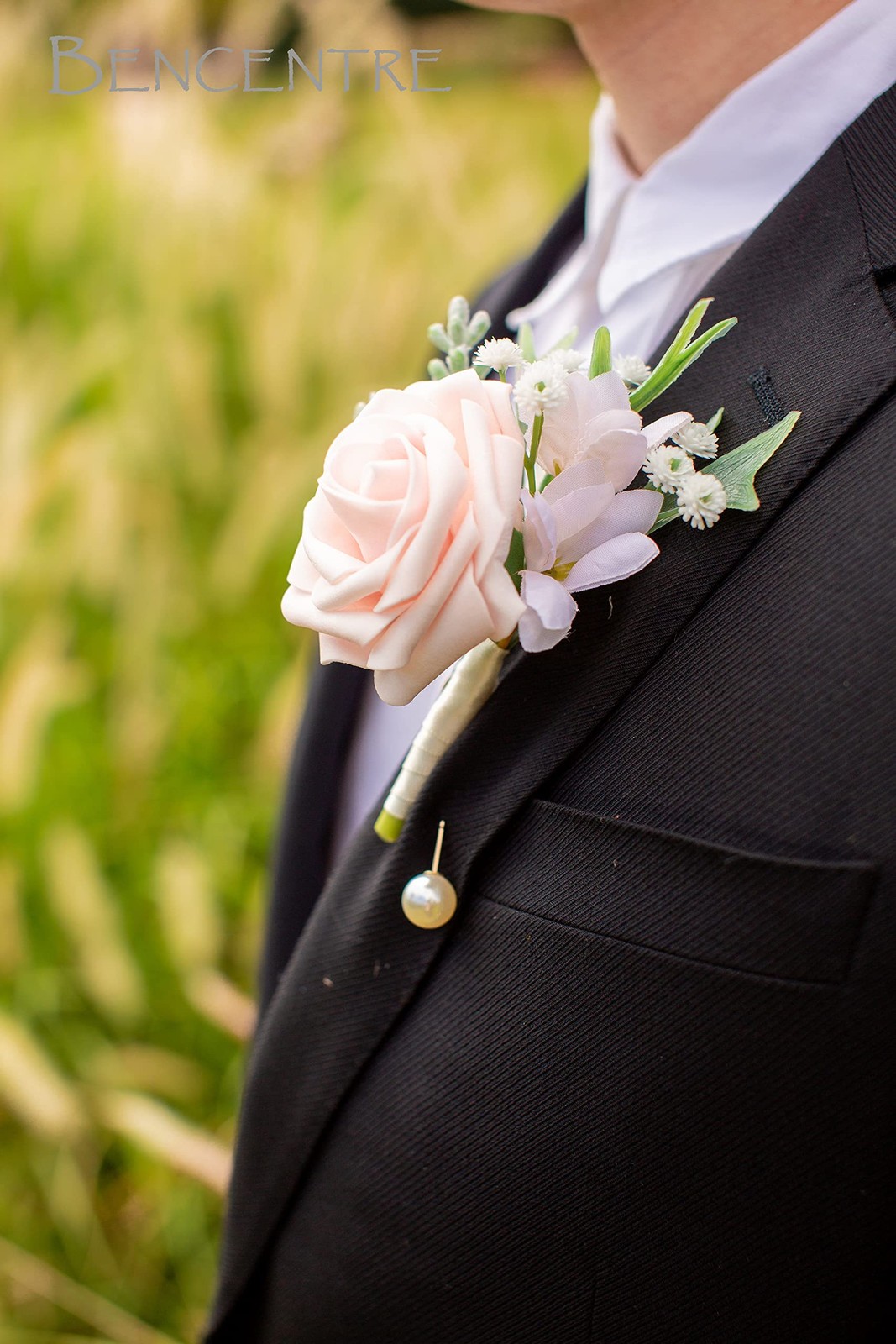 Blush Boutonniere for Men, Pink Prom boutonnieres,Set of 6,Groom and Groomsme…