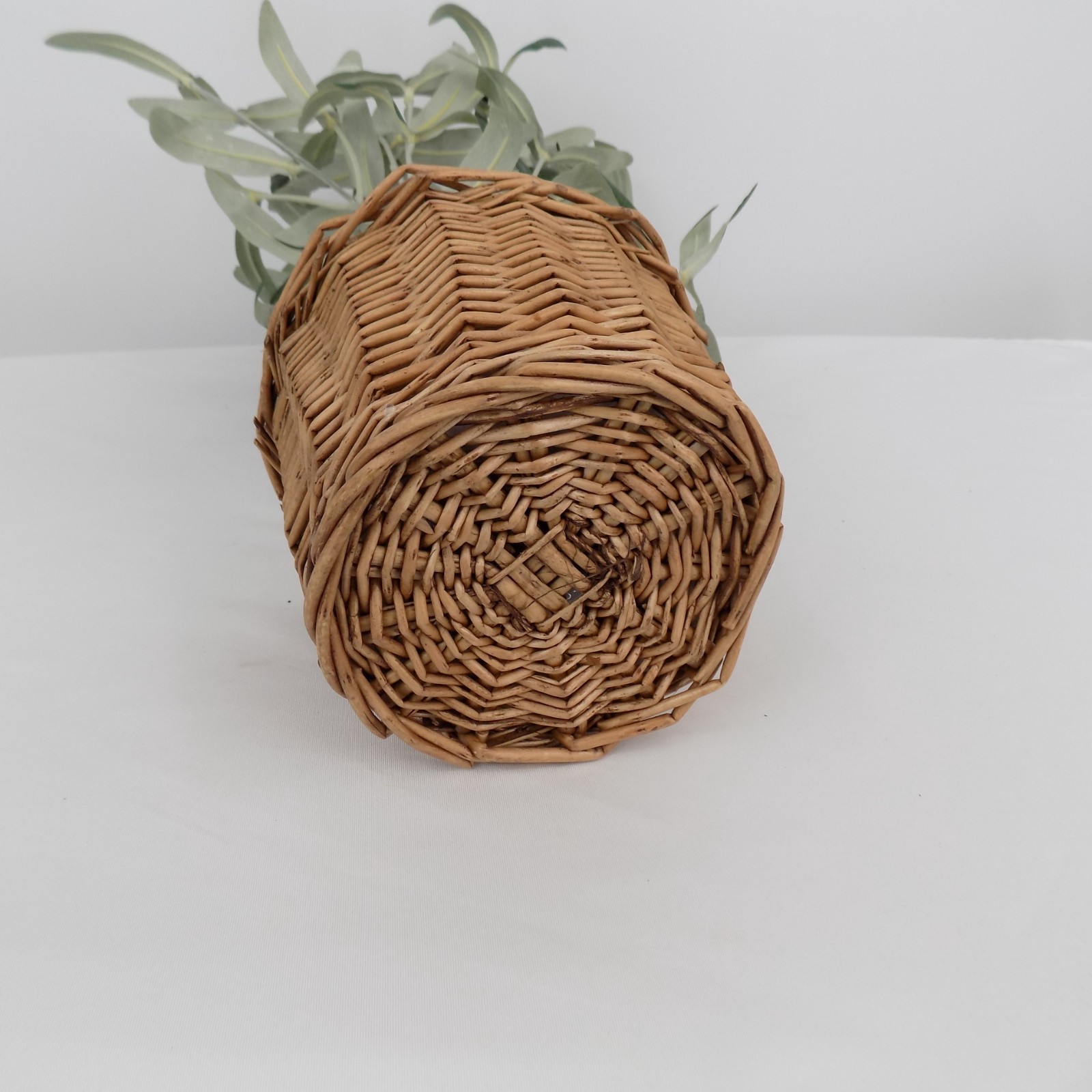 Ashland Artificial Olive Leaf Bush Woven Basket Pot Tabletop Home Decor 15″ New