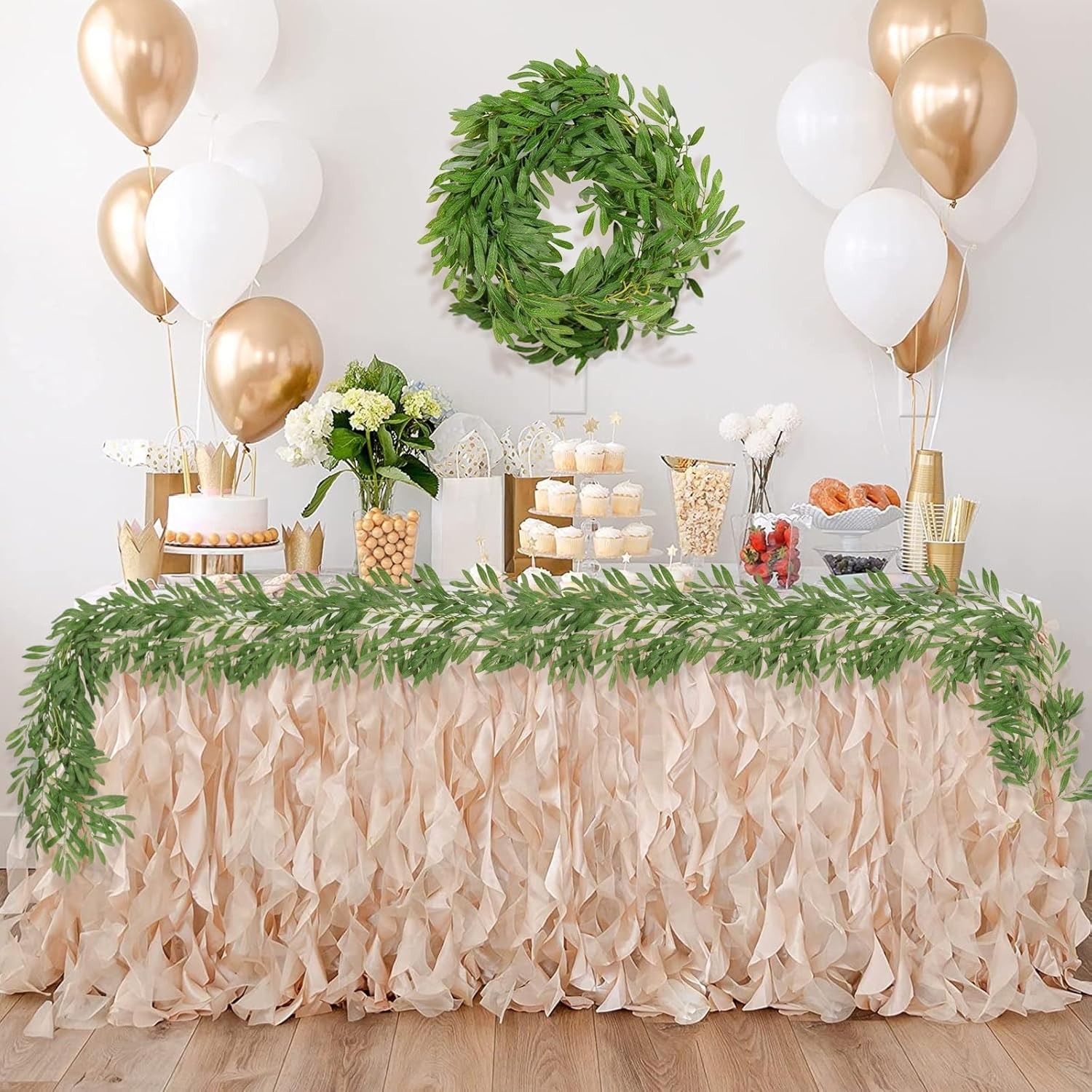 Artificial Olive Leaves Garland 6.2Ft 2-Pack