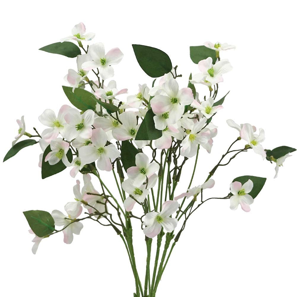 4 Pcs Dogwood Flowers Floral Arrangements Artificial Silk Bouquet White for H…