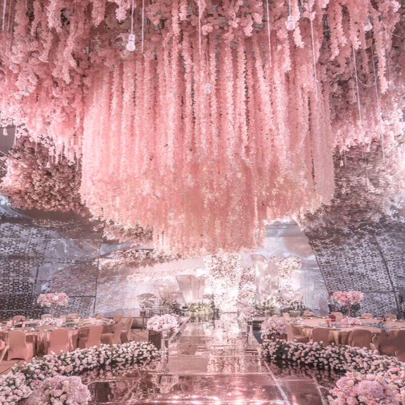 2M Artificial Silk Fake Flower Ivy Garland Vine Wedding Wisteria Leaf Hanging