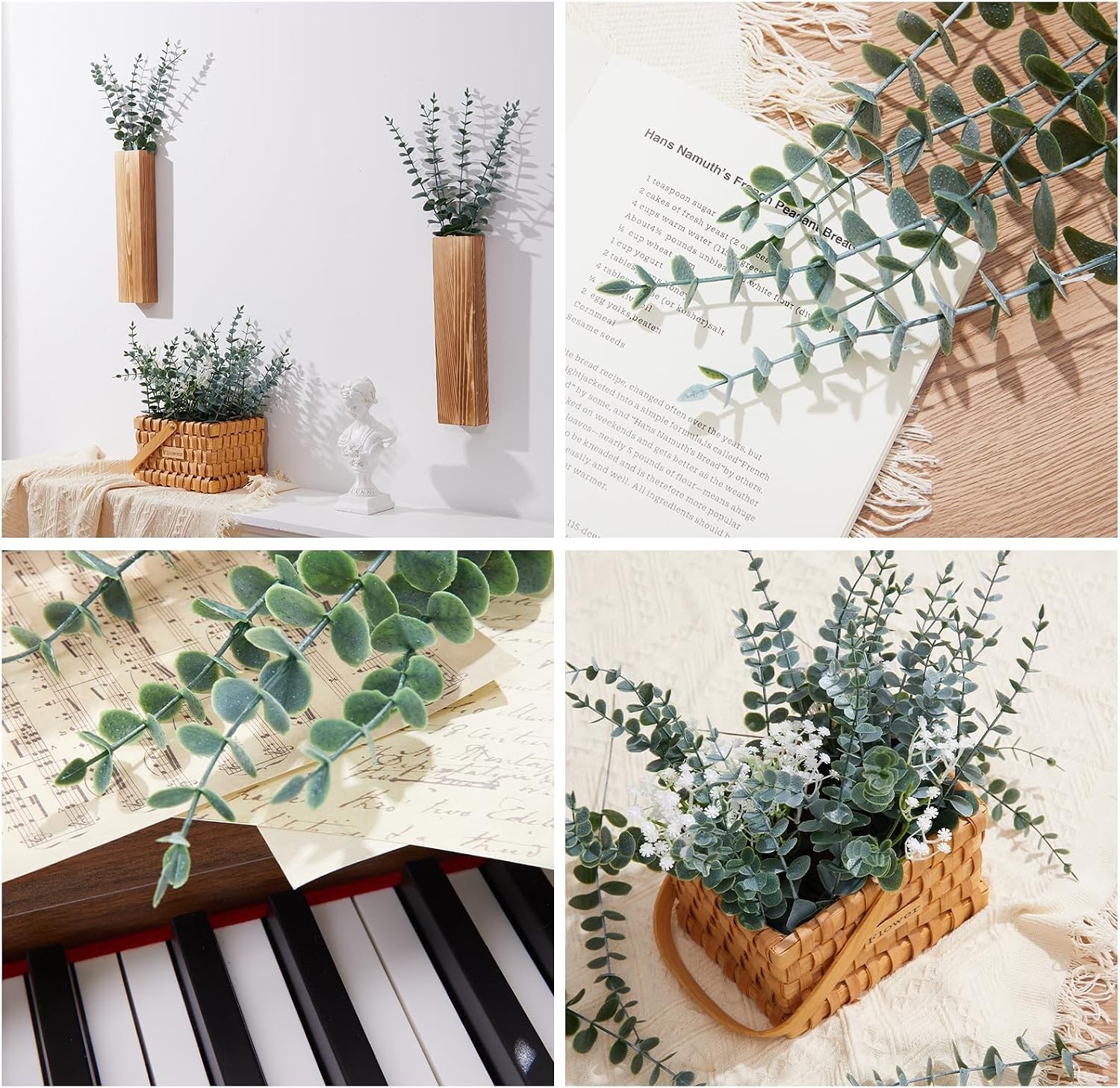 40pcs Eucalyptus Stems Artificial Eucalyptus Leaves Stems,Fake Eucalyptus Plants