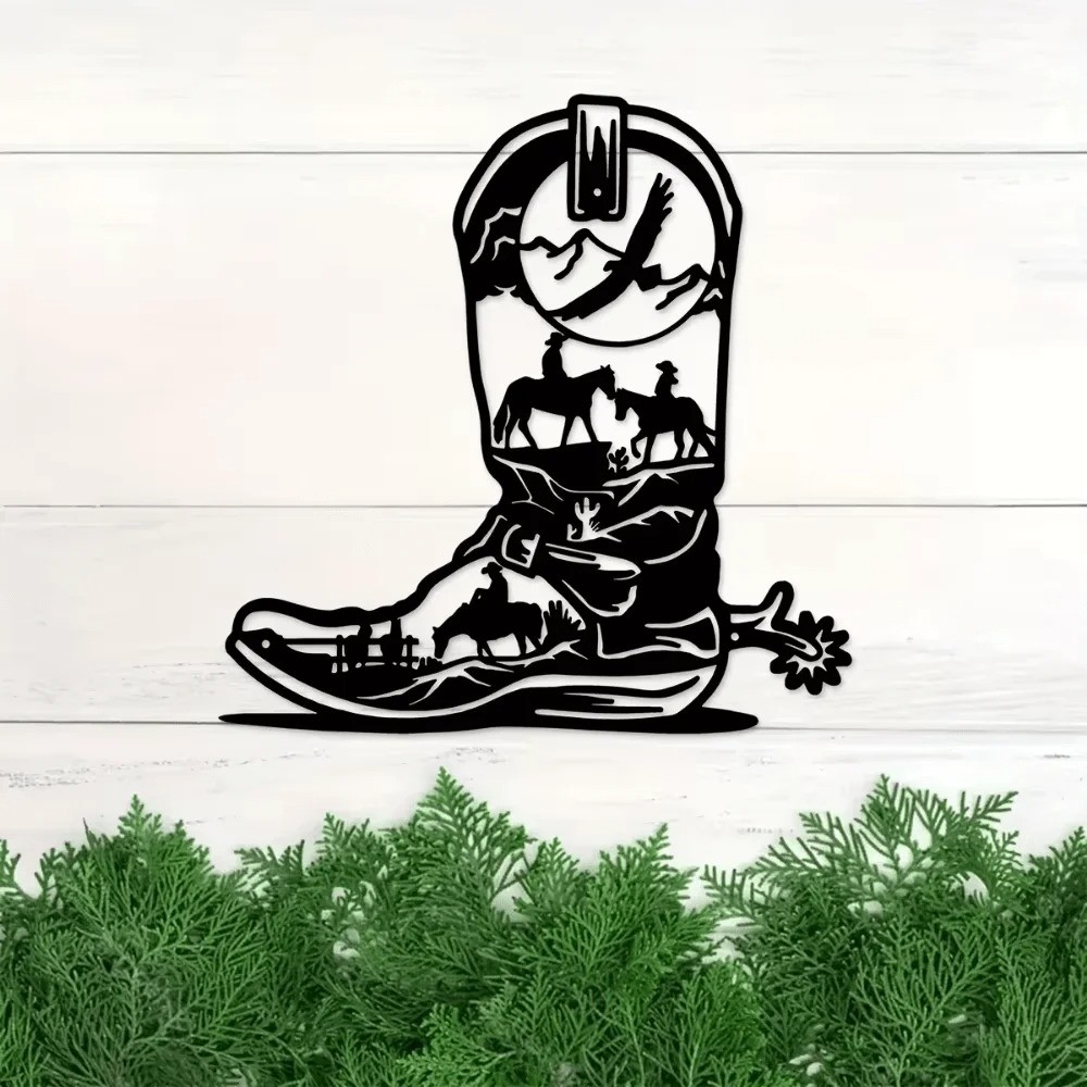 Metal Boots Wall Art Sculpture – Western Rustic Decor for Boot Lovers