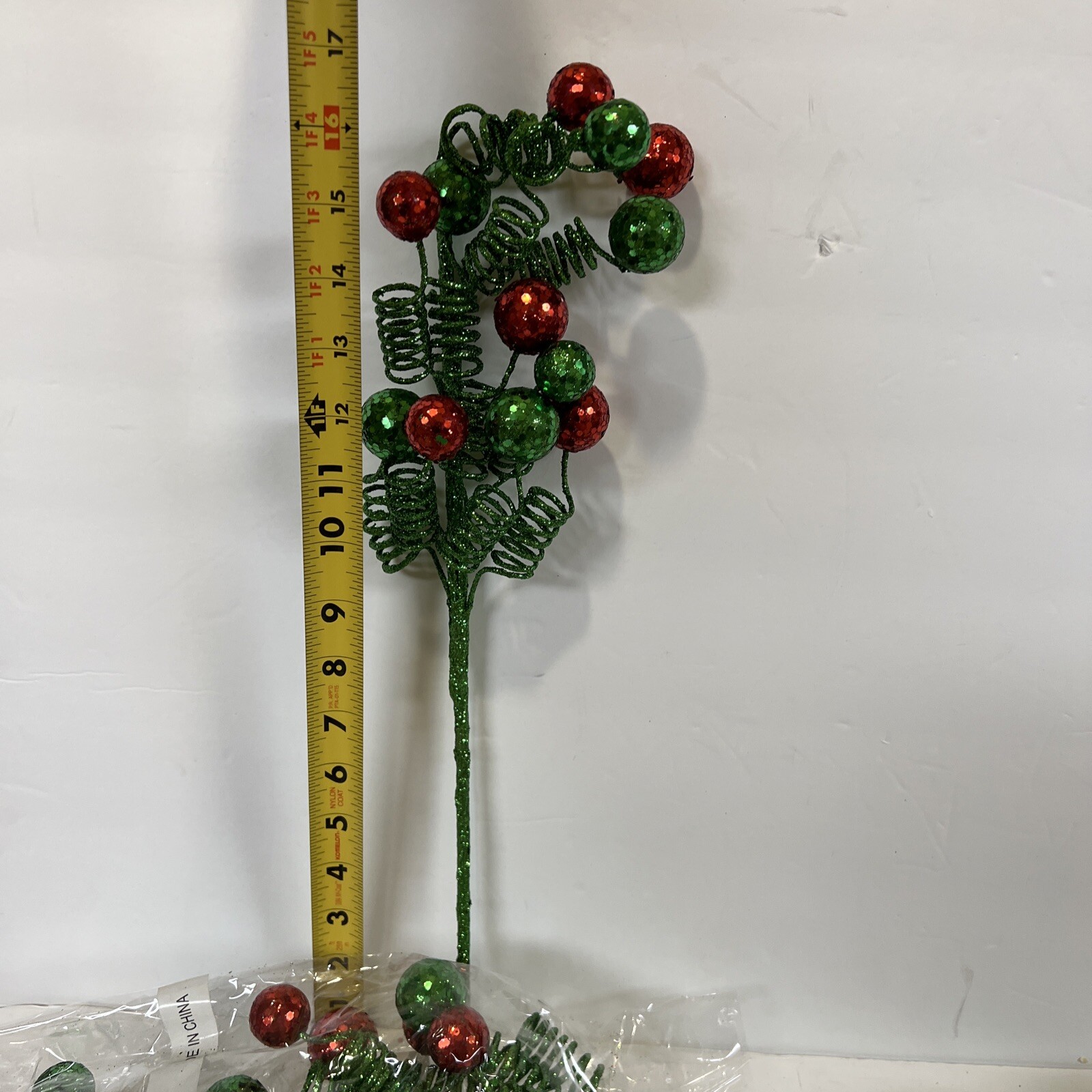 6 Rare 19” Curly Ribbon Ornament Red Green Berry Pick Branch Valerie Parr Hill