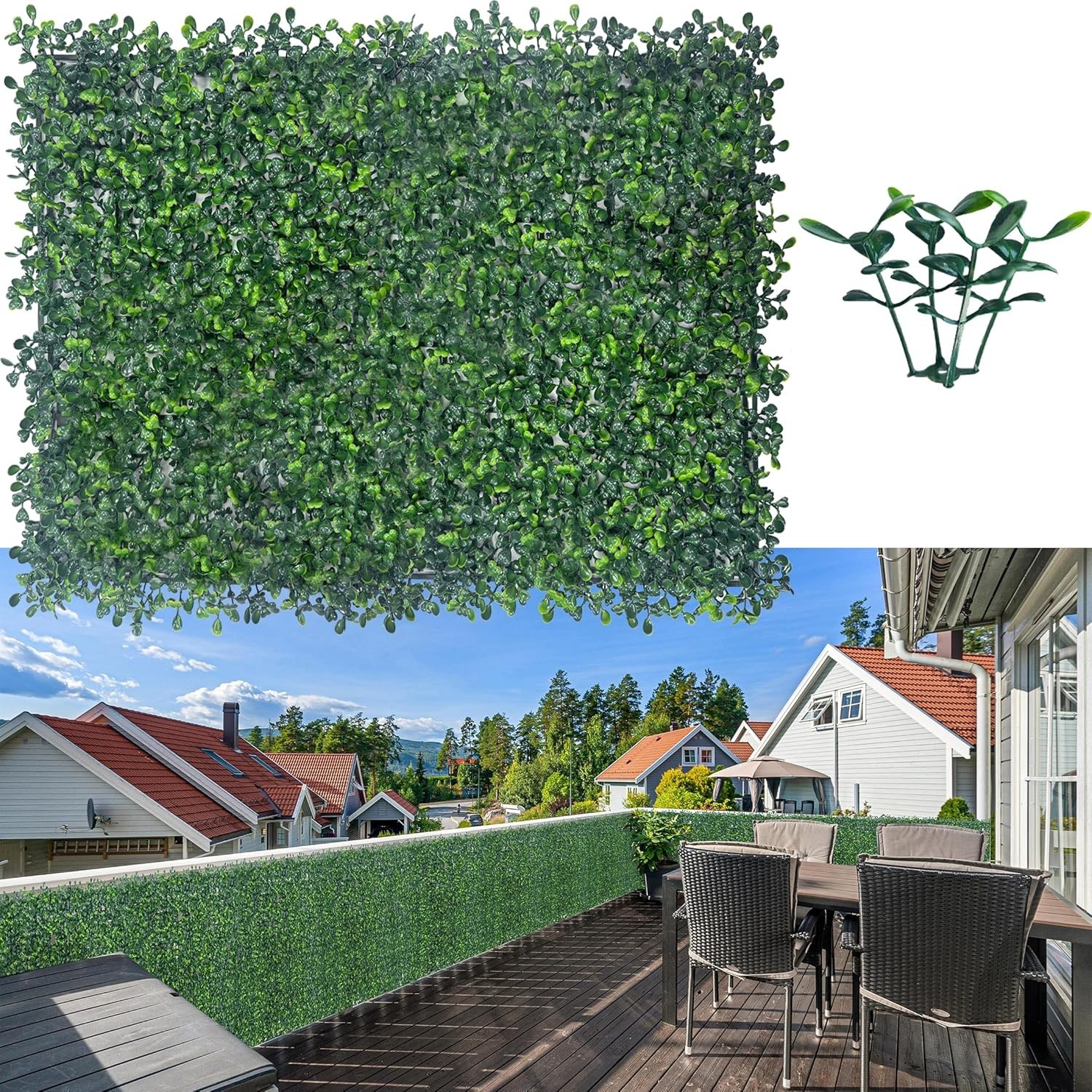 Artificial Grass Wall Panel Backdrop,10″ X 10″ 12P(8.4 sqft UV-Anti Greenery