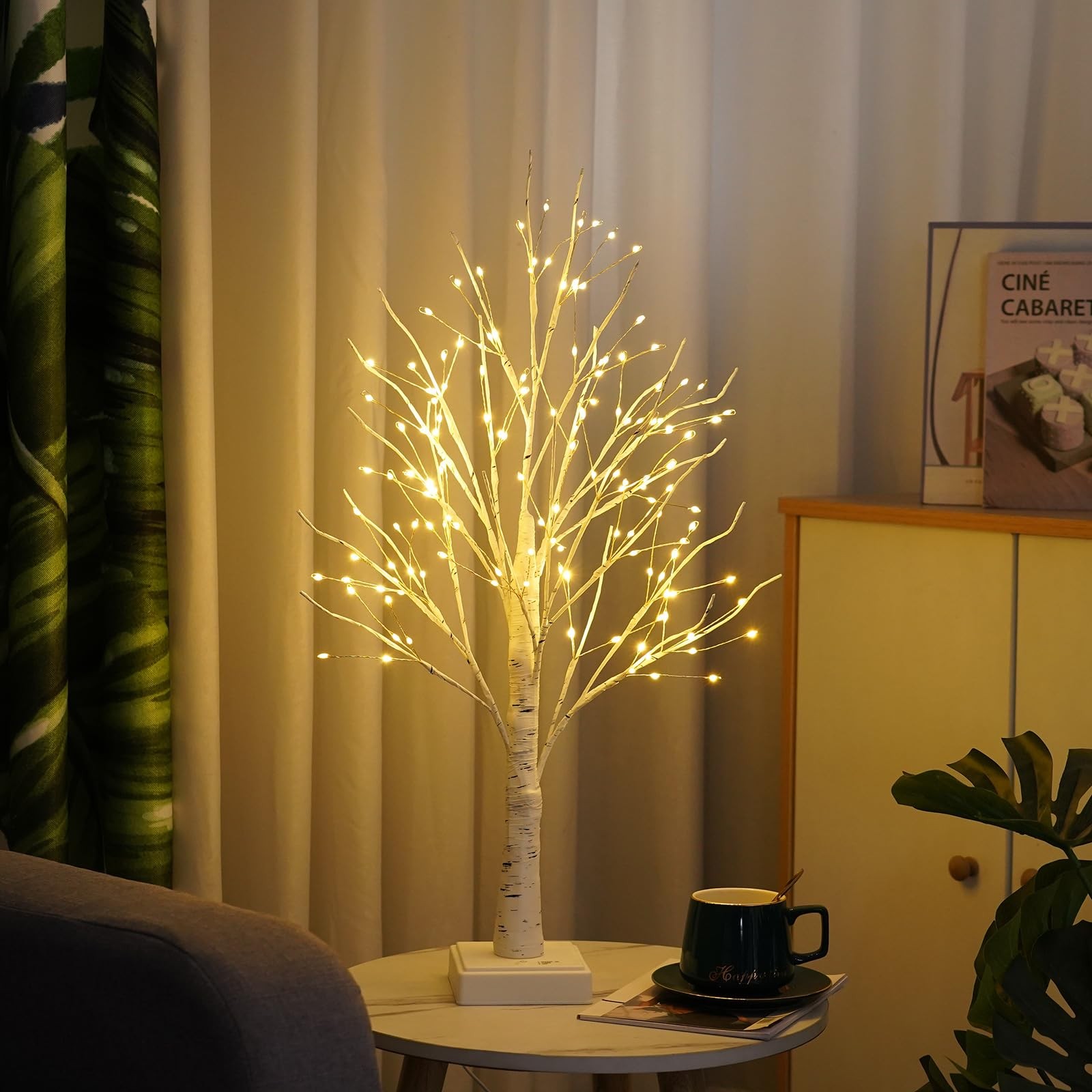 144 LED Artificial Lamp with Timer, DIY Birch Tree With Lights, USB/Battery P…