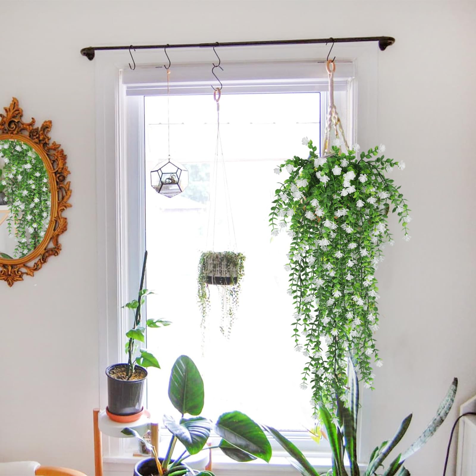 4pcs Fake Hanging Plants Realistic Artificial Outdoor Flowers Hanging Greener…
