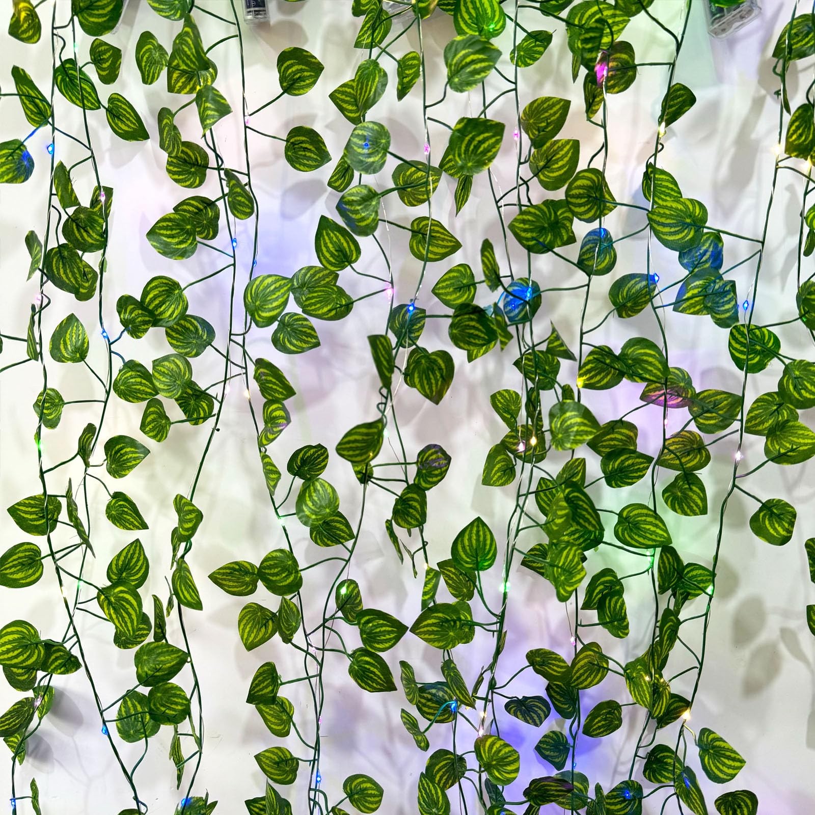 6 Pcs Artificial Hanging Plants Watermelon Leaf Vines w/ 60 Lights
