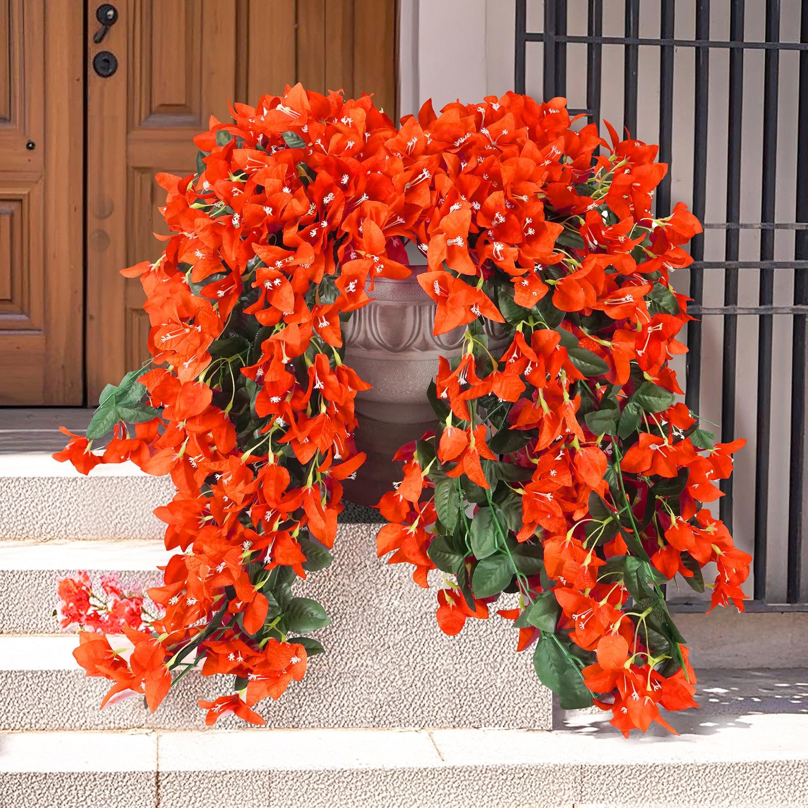 Bougainvillea Artificial Flowers Outdoor Decor – 2PCS Faux Silk Vines, UV Res…